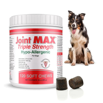 Joint MAX Triple Strength Hypo-Allergenic Soft Chews for Dogs - Hip and Joint Support Supplement with Glucosamine, Chondroitin, & MSM - Made in The USA - 120 Soft Chews Joint Max uk supplements