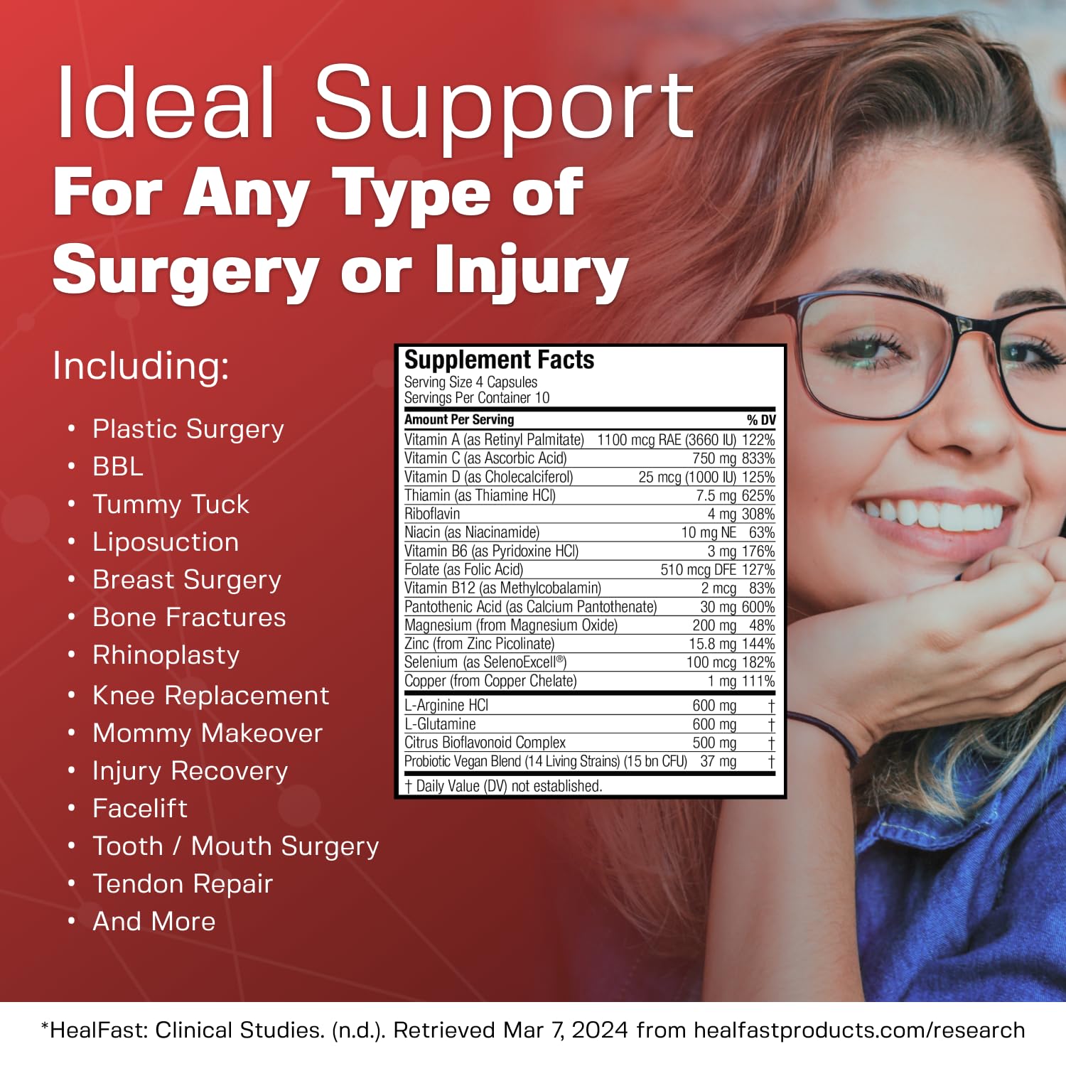 HealFast Surgery & Injury Recovery Supplement (Pre-Op): Quercetin, Probiotics Supplement for Wound, Liposuction, Tummy Tuck, and BBL Post Surgery Supplies HealFast uk supplements