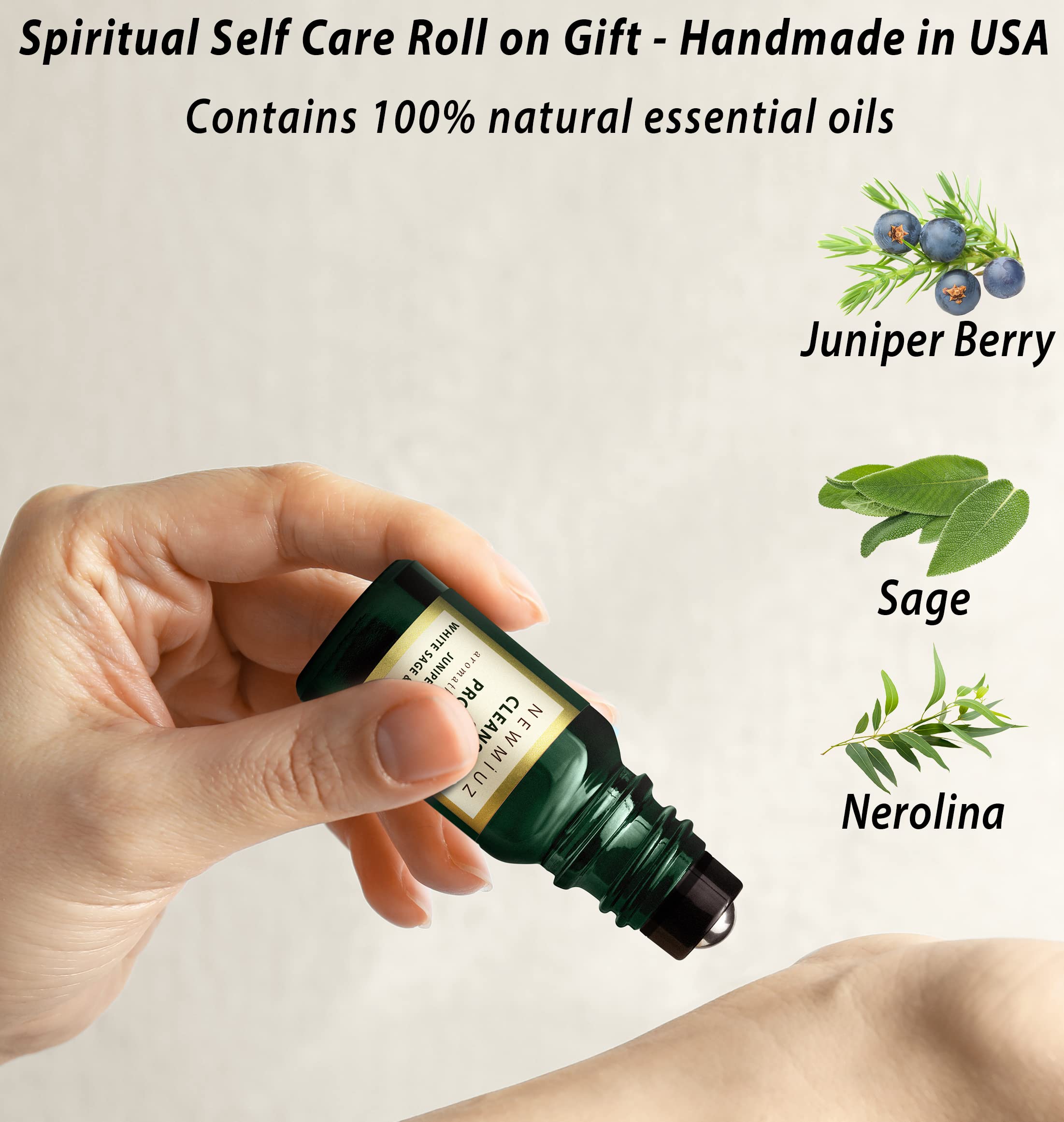 Headache Roll On Stick Peppermint Rosemary and Eucalyptus & Cleansing and Protect Juniper Berry White Sage with Nerolina Pack of 2 New Miuz uk supplements