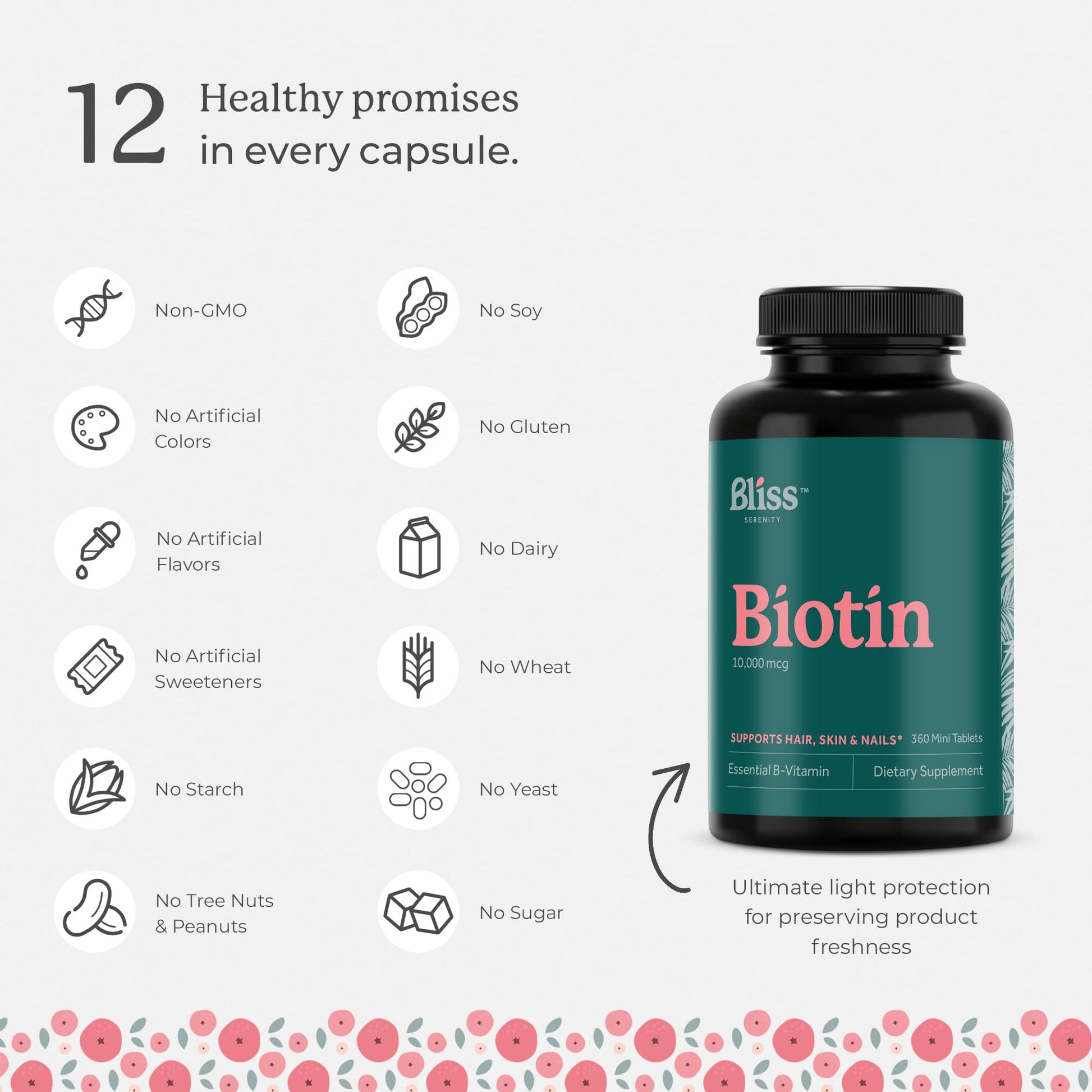 Bliss Serenity Biotin 10000mcg - Max Strength Biotin Supplement - Hair Skin and Nails Vitamins Bliss Serenity uk supplements