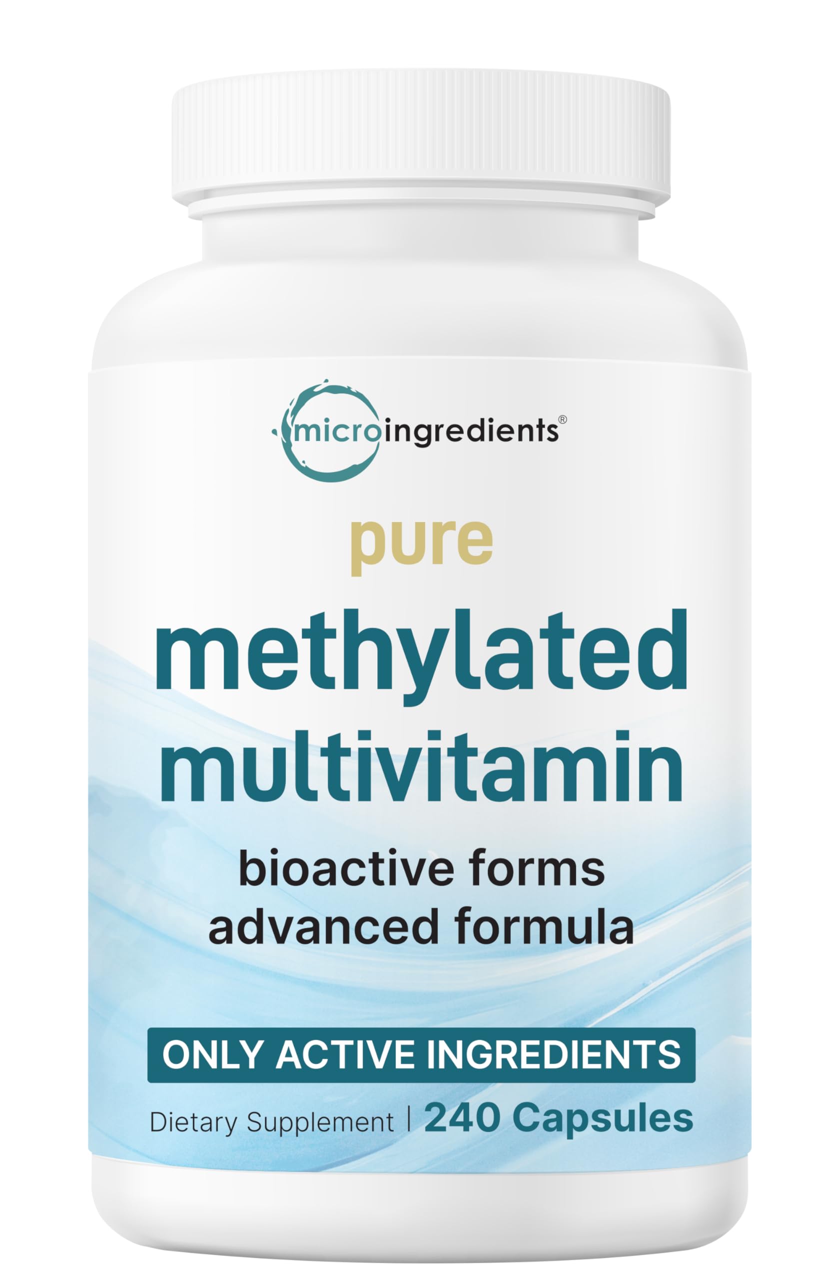 Micro Ingredients Pure Methylated Multivitamin, 240 Capsules | 19-in-1 Formula with Vitamins C, D, B12, Folate, Magnesium, Zinc & More | Micro Ingredients uk supplements