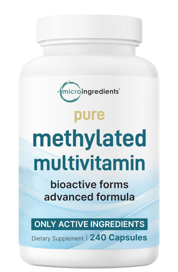 Micro Ingredients Pure Methylated Multivitamin, 240 Capsules | 19-in-1 Formula with Vitamins C, D, B12, Folate, Magnesium, Zinc & More | Micro Ingredients uk supplements