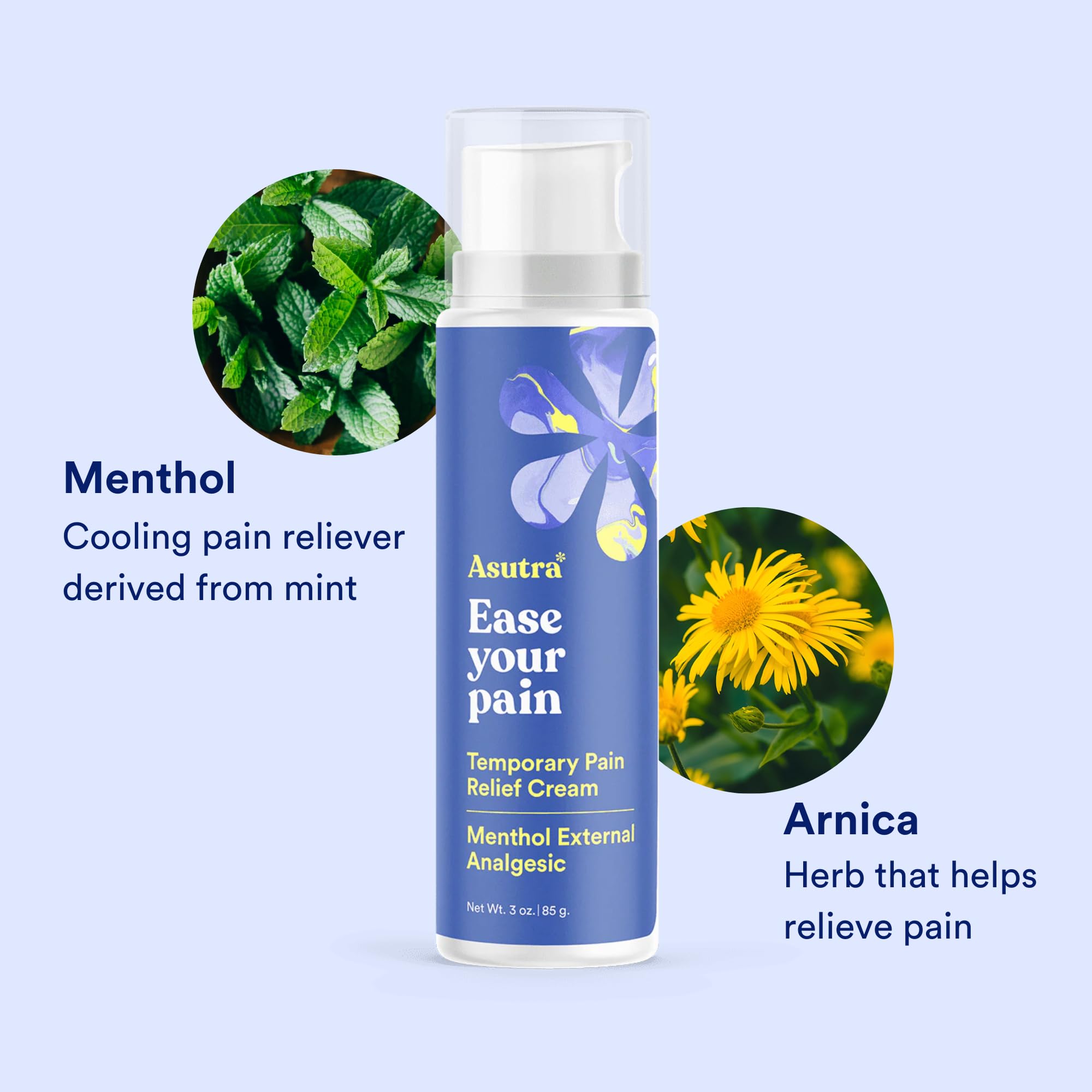 ASUTRA Relief Cream, 3 oz - Cooling Sensation, Temporary Relief from Muscle Discomfort and Soreness, 4% Menthol, Arnica Montana, and Dimethyl Sulfone (MSM) ASUTRA uk supplements