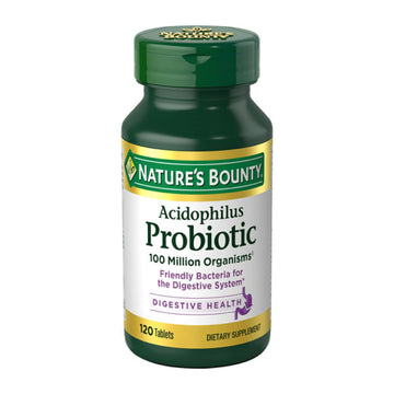 Nature's Bounty Lactobacillus Acidophilus Probiotic Supplement - Daily Probiotic for Women/Men Digestive Health, 100 Million Organisms, Vegetarian, 1 Serving per Day, 120 Tablets Nature's Bounty uk supplements