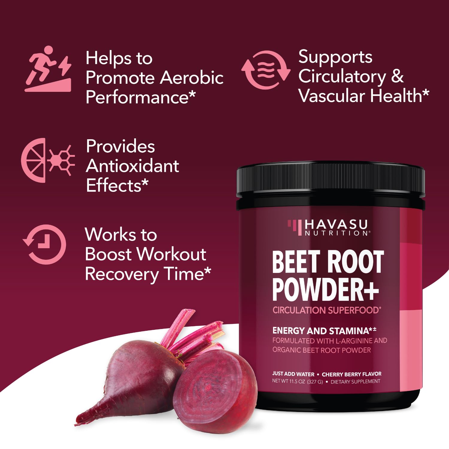 Organic Beet Root Powder with BCAA and L-Arginine for Energy and Stamina Support HAVASU NUTRITION uk supplements