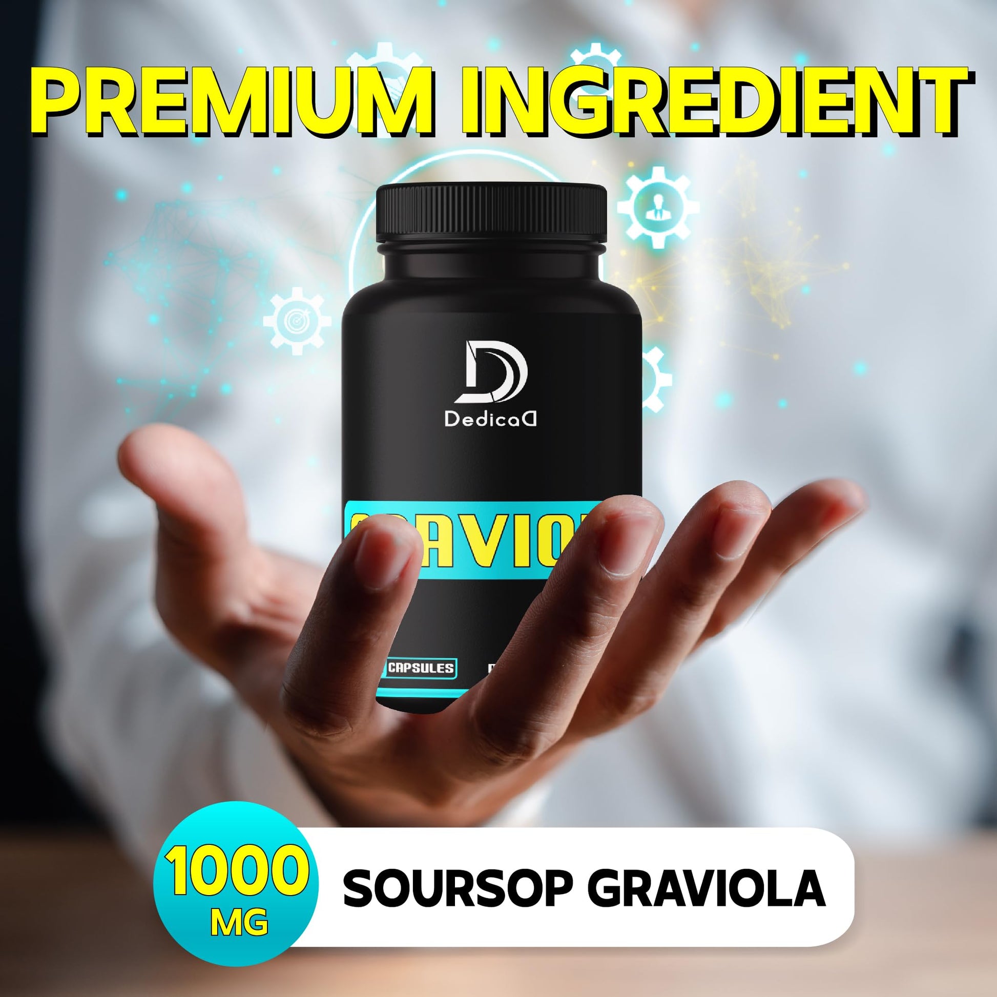 Soursop Graviola Leaves Capsules - Soursop Fruit Advanced - 210 Counts for 105 Servings DEDICAD uk supplements