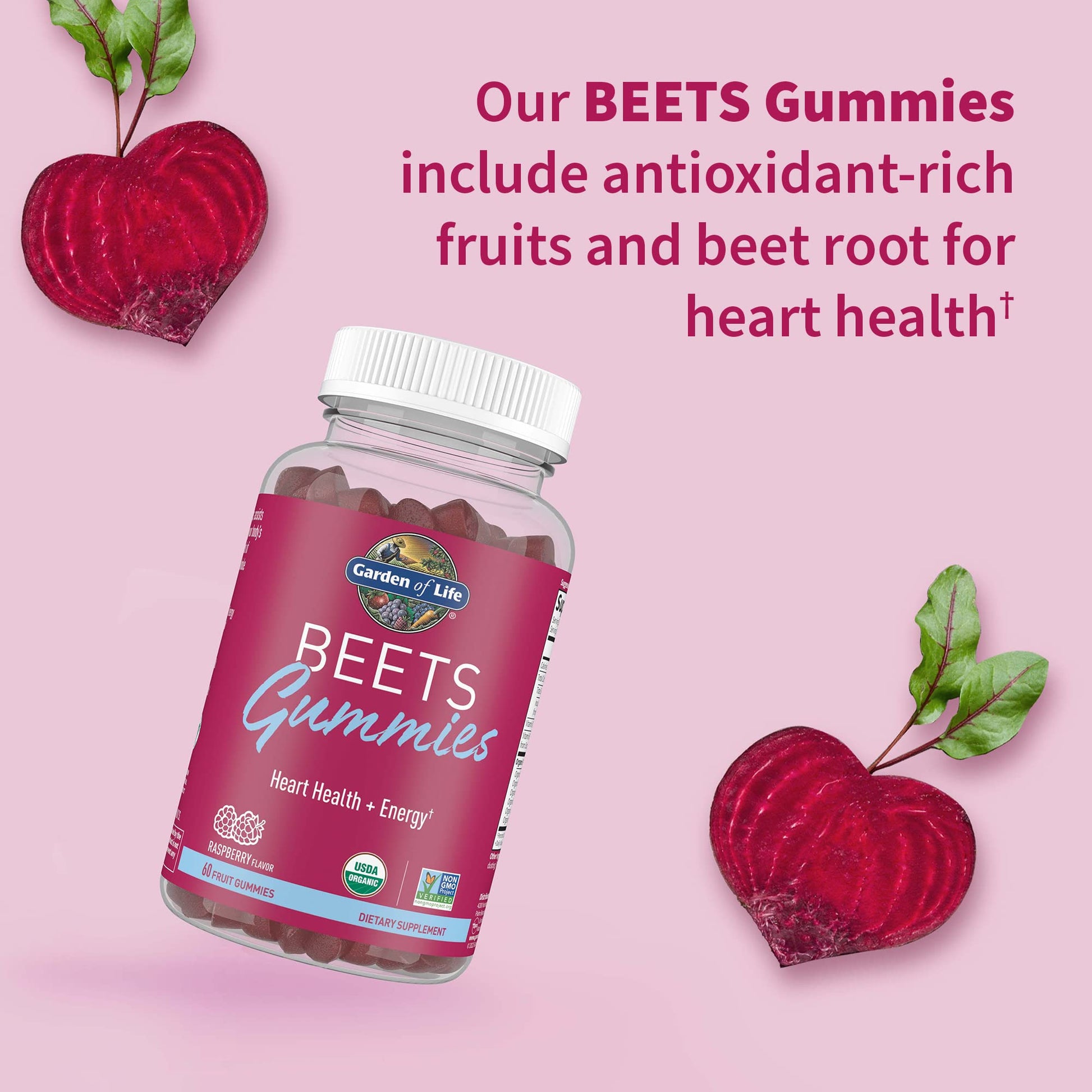 Garden of Life Organic Beet Root Gummies Made from Pectin with Antioxidants, Vitamin C, Vitamin D & B12 for Heart Health & Energy – BEETS Gummies – Vegan, Gluten Free, Non GMO, Raspberry, 30 Servings Garden of Life uk supplements