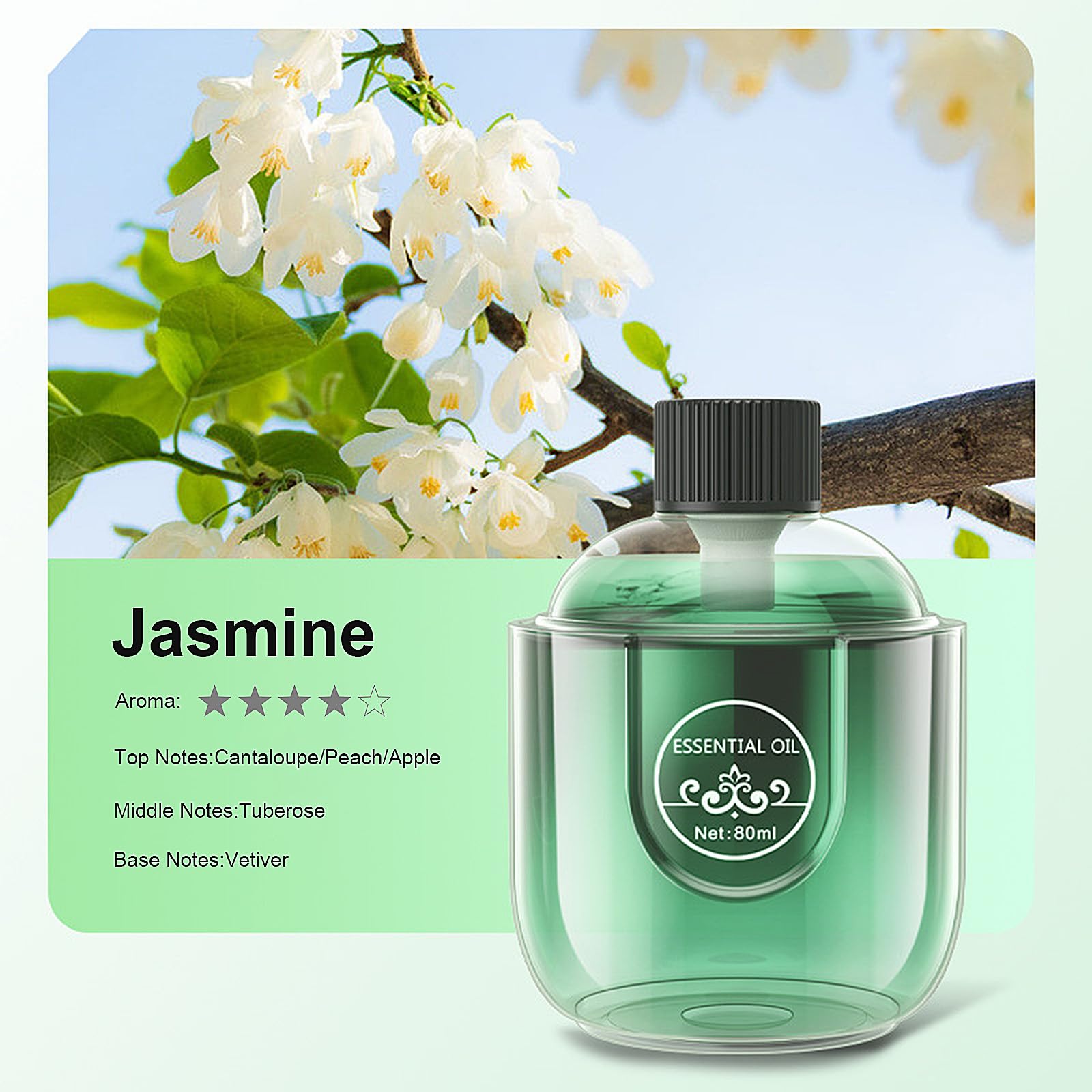 80ml Jasmine Diffuser Liquid Refill, Long Lasting 2.7 oz Oil Refill for Diffuser DIUFJAG uk supplements