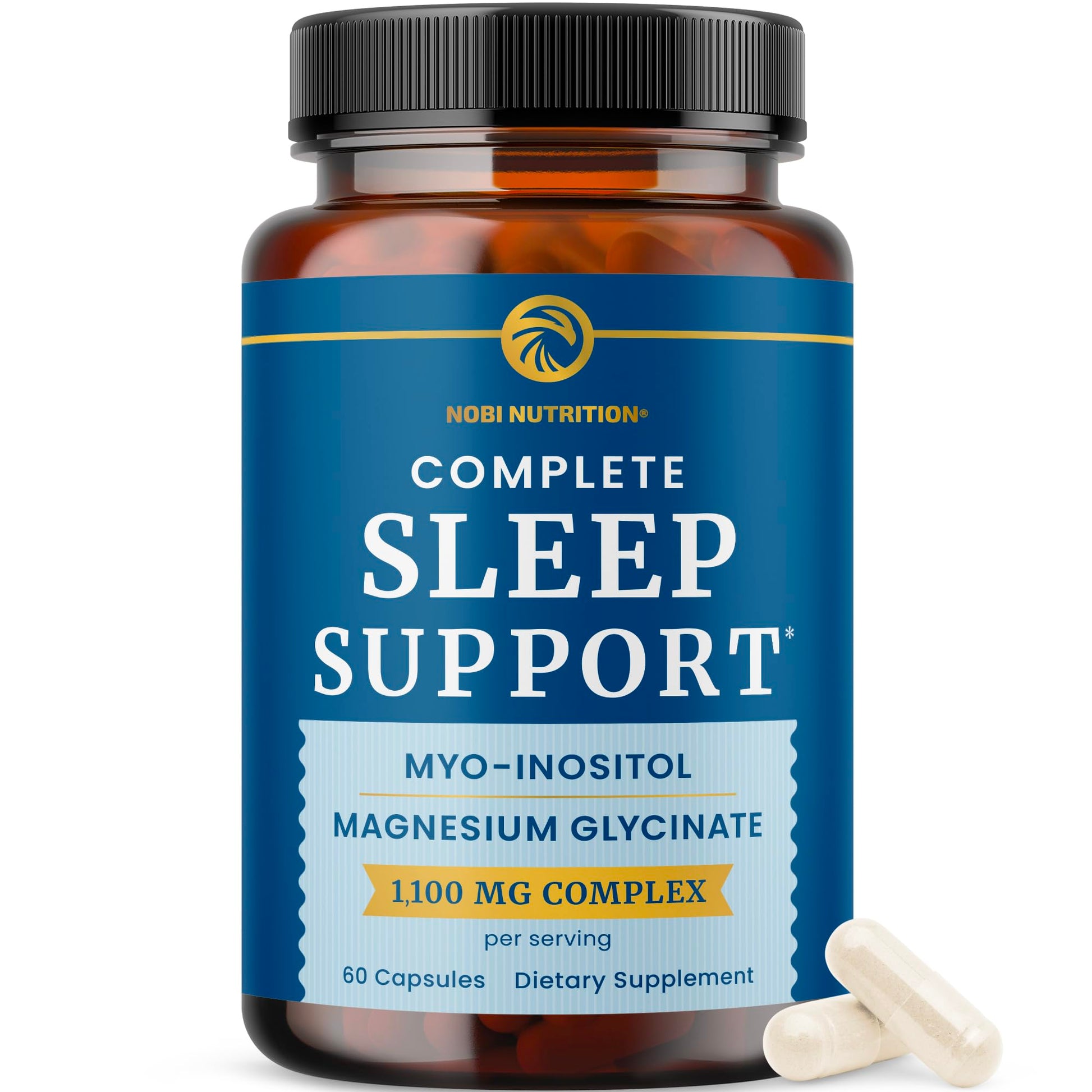 Complete Sleep Support | Myo Inositol + Magnesium Glycinate | Restful Sleep & Relaxation Support | 1100MG Complex | Melatonin-Free, Non-GMO | Inositol Supplement with Magnesium-Glycinate | 60 Ct Nobi Nutrition uk supplements