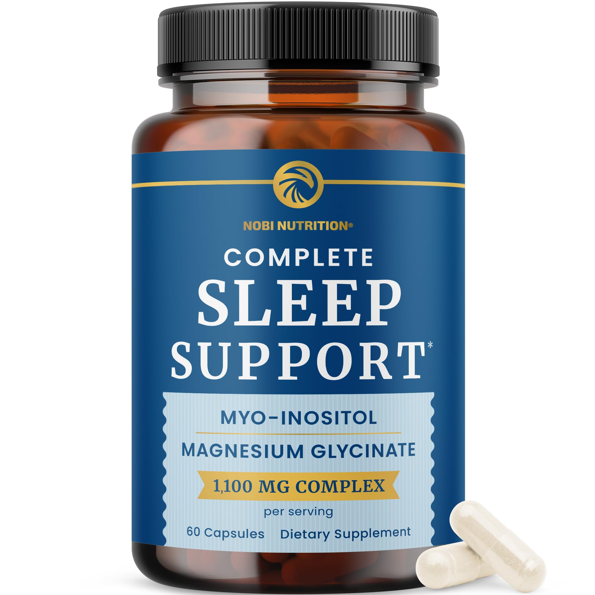 Complete Sleep Support | Myo Inositol + Magnesium Glycinate | Restful Sleep & Relaxation Support | 1100MG Complex | Melatonin-Free, Non-GMO | Inositol Supplement with Magnesium-Glycinate | 60 Ct Nobi Nutrition uk supplements