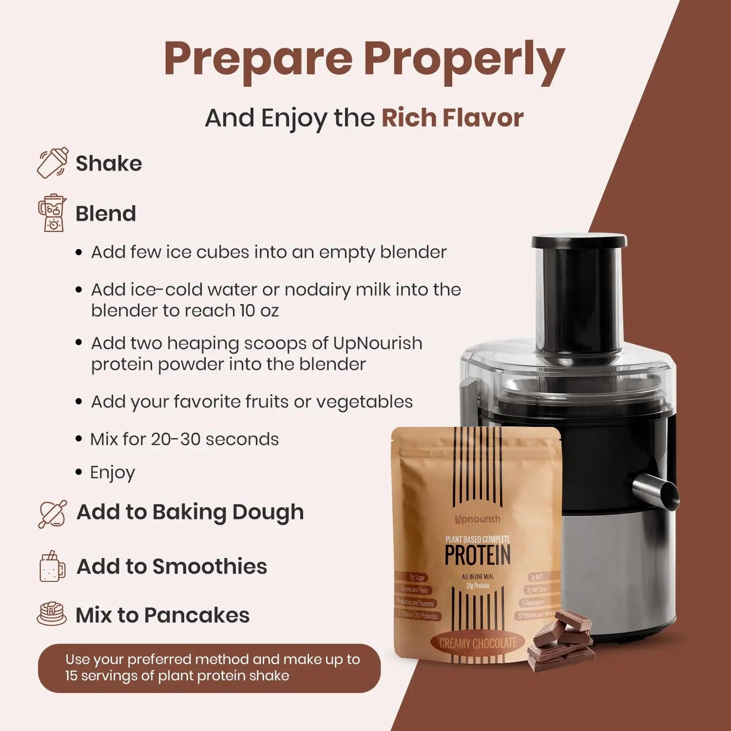 UpNourish Chocolate Vegan Protein Powder 54 Superfoods Powder,1.5 Billion CFU Probiotics 21g Plant Based Protein,No Sugar No Dairy No GMO Dairy Free,Meal Replacement Shake Keto-Friendly Low-Carb Diet,15 Servings UpNourish uk supplements