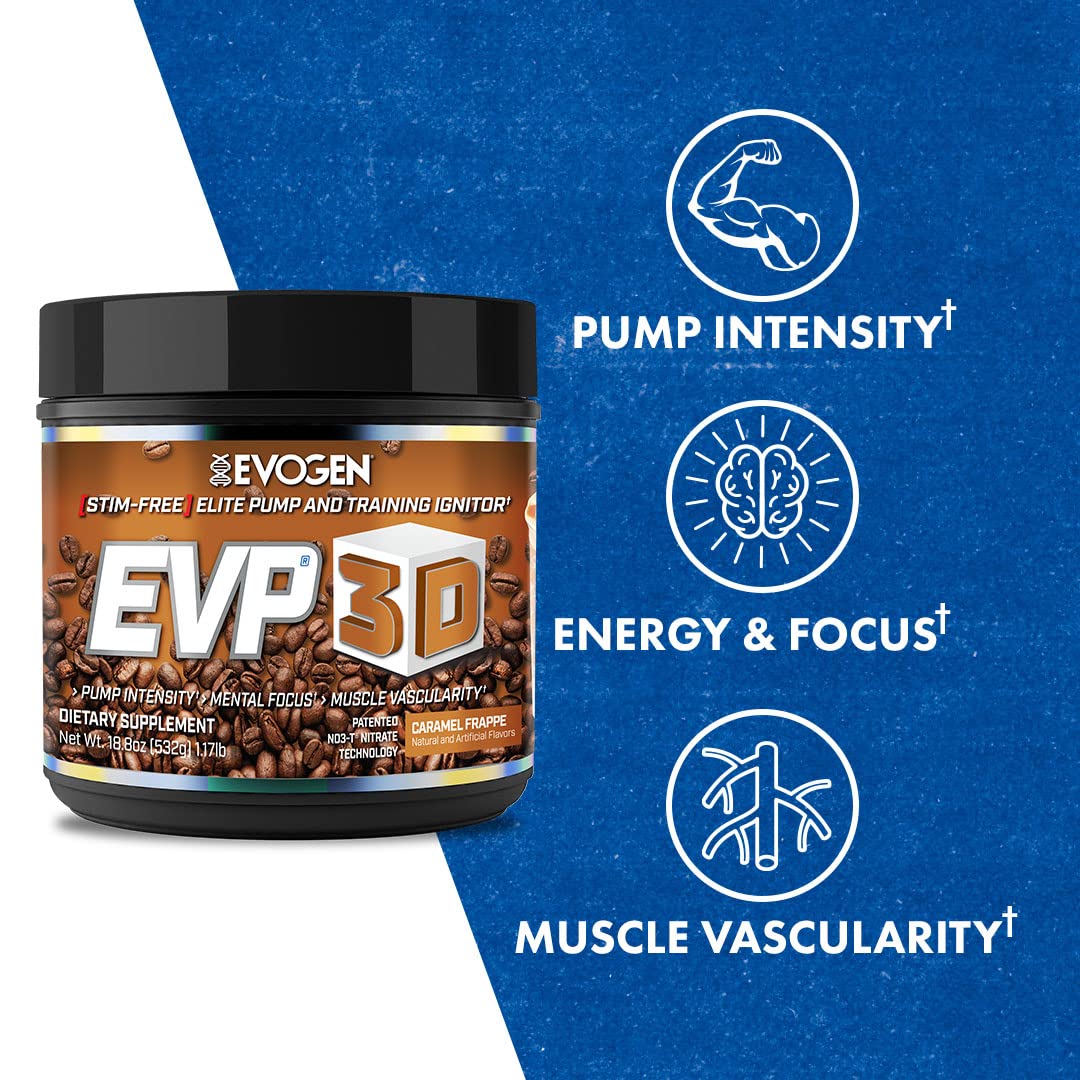 Evogen EVP 3D Caramel Frappe | Xtreme Stimulant Free Pre-Workout Powder, Arginine Nitrate Evogen uk supplements