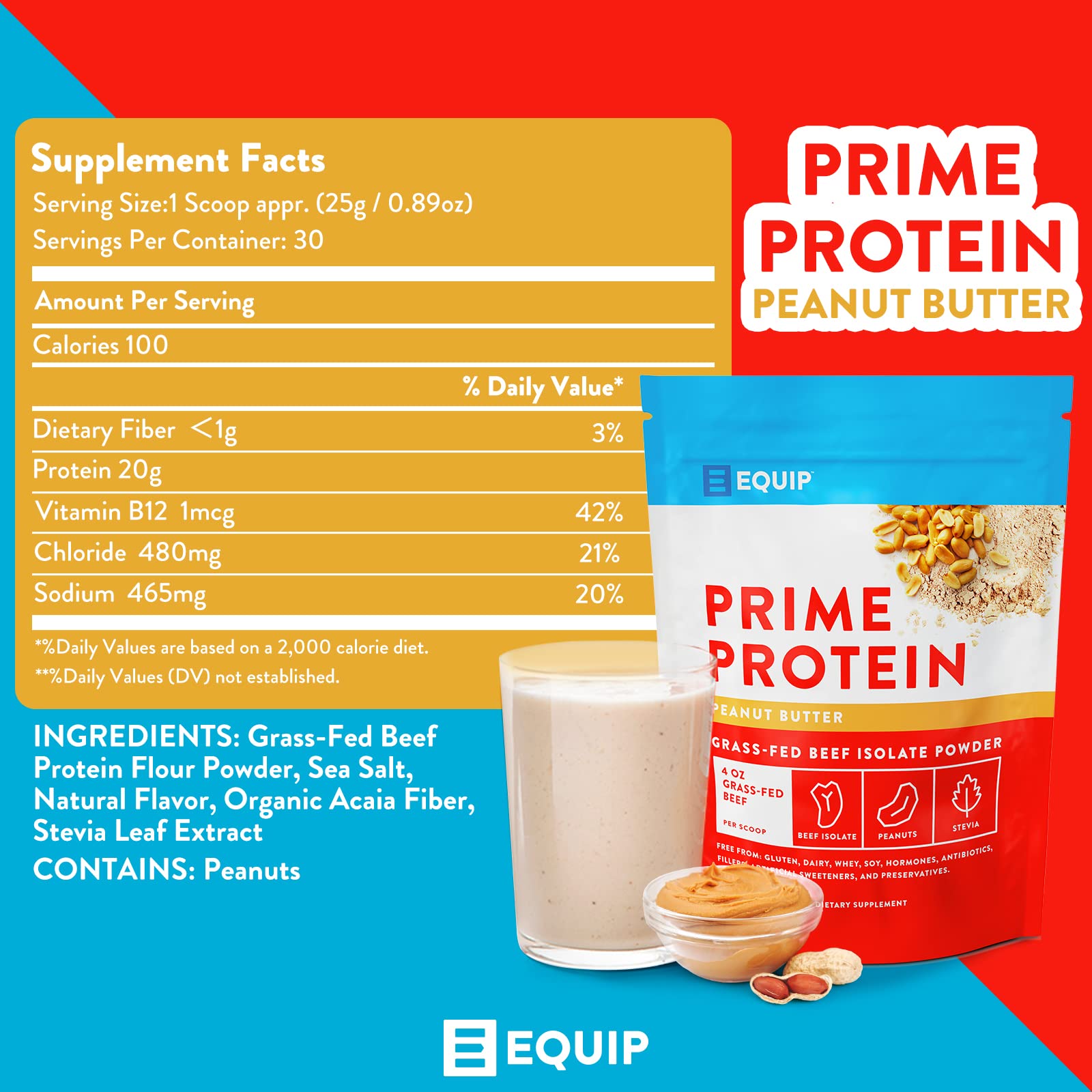 Equip Foods Prime Protein - Grass Fed Beef Protein Powder Isolate - Paleo and Keto Friendly Equip uk supplements
