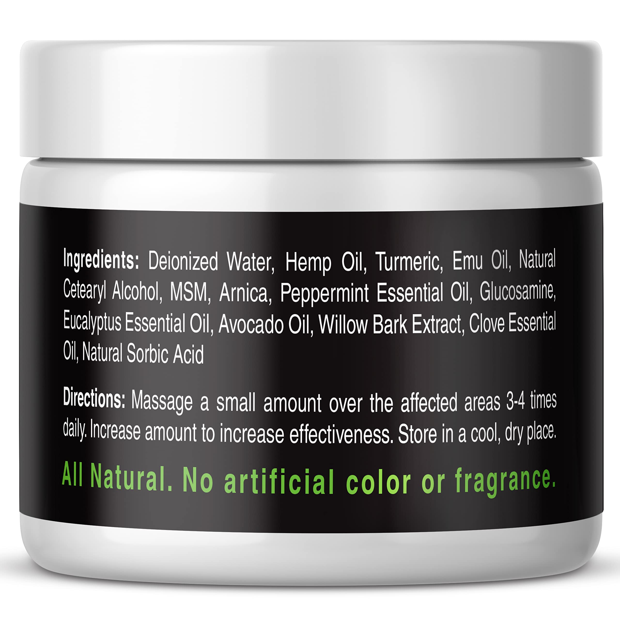 Health Revolution Hemp Arnica Cream Maximum Strength - Soothes Muscles, Joints, Feet, Nerve, Back, Knee, Hip, with Arnica, MSM, Emu, Turmeric - Expertly Formulated 4oz Health Revolution uk supplements