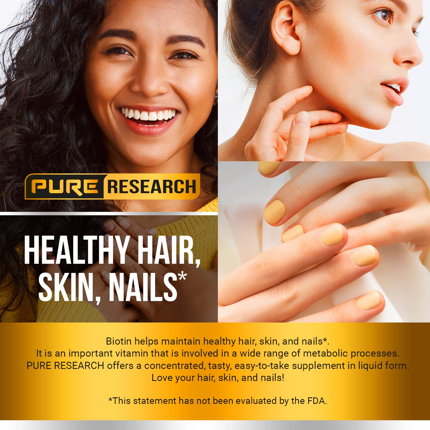 PURE RESEARCH Liquid Biotin & Collagen Hair Growth Drops 60,000mcg – Biotin and Liquid PURE RESEARCH uk supplements