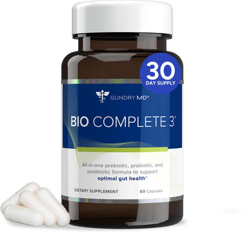 Gundry MD® Bio Complete 3, 3-in-1 Probiotics for Gut Health, Probiotic Supplements for Digestion, Supplement Supporting Bloating, Gas, Food Cravings, Energy Levels, Skin, and Focus, 30 Day Supply Gundry MD uk supplements