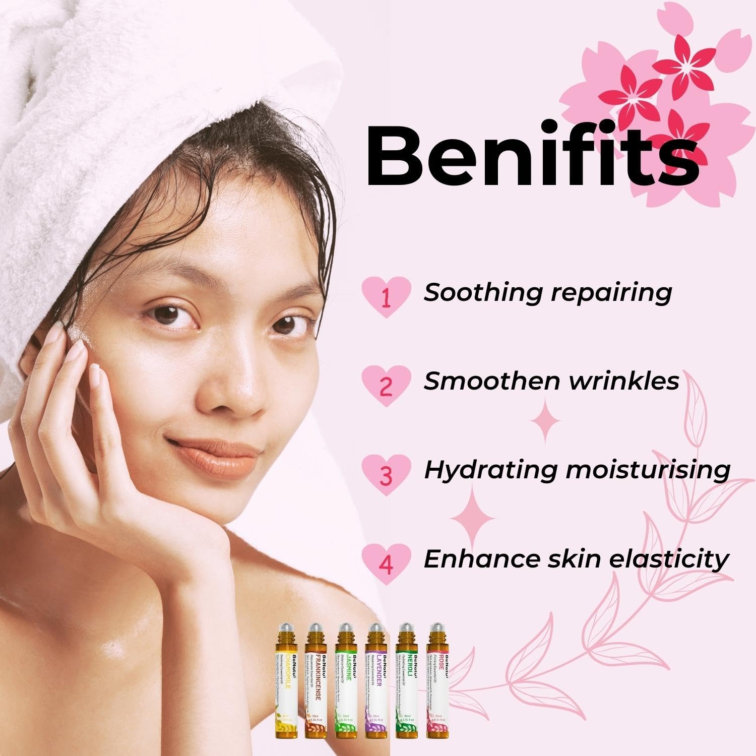 benatu 6-Pack Facial Essential Oils - Skin Care Set, 100% Pure Plant Extraction, Safe for Sensitive Skin benatu uk supplements