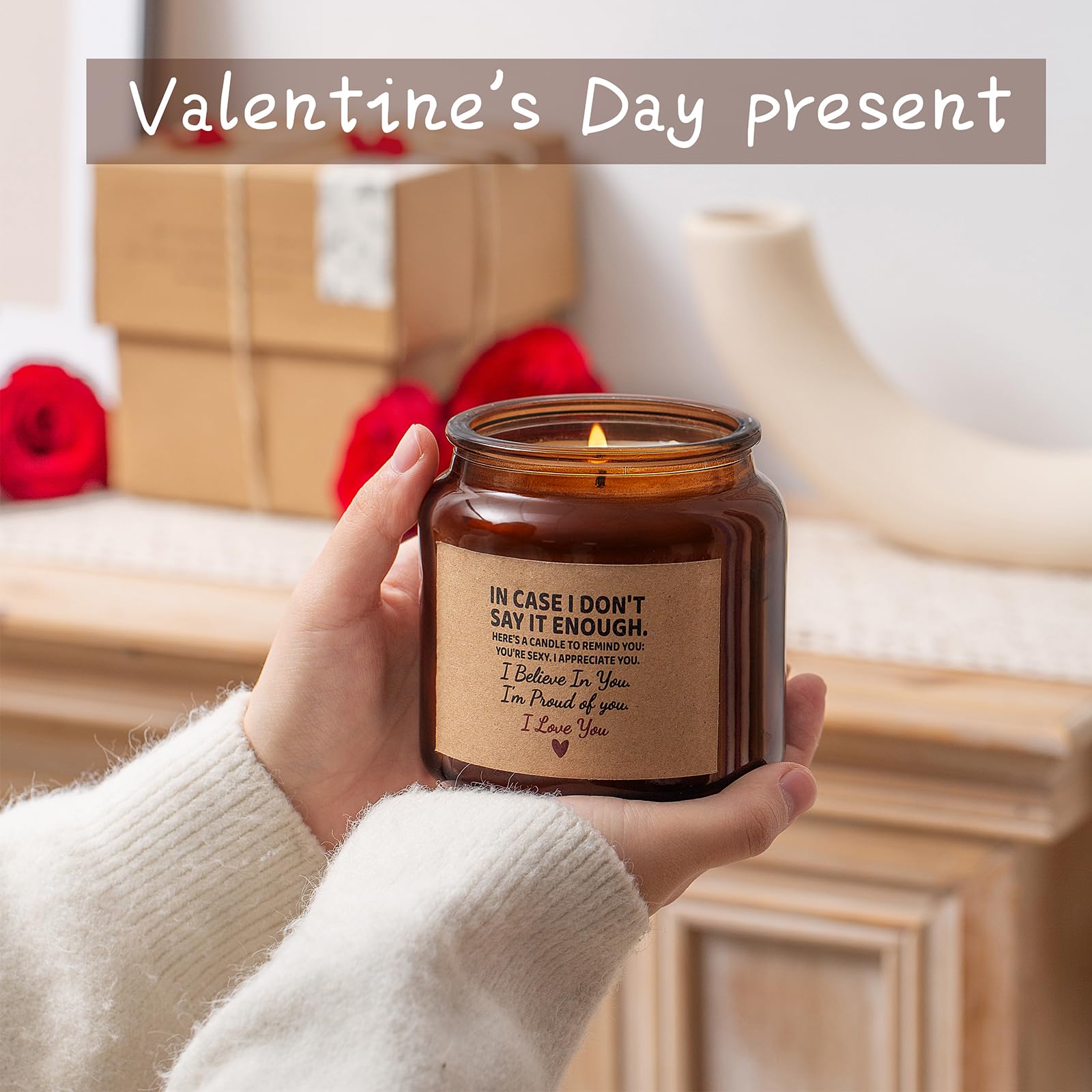 Candle Amber Moss Scented, Valentines Day Gifts for Her Girlfriend Wife, Romantic Anniversary YINUO LIGHT uk supplements