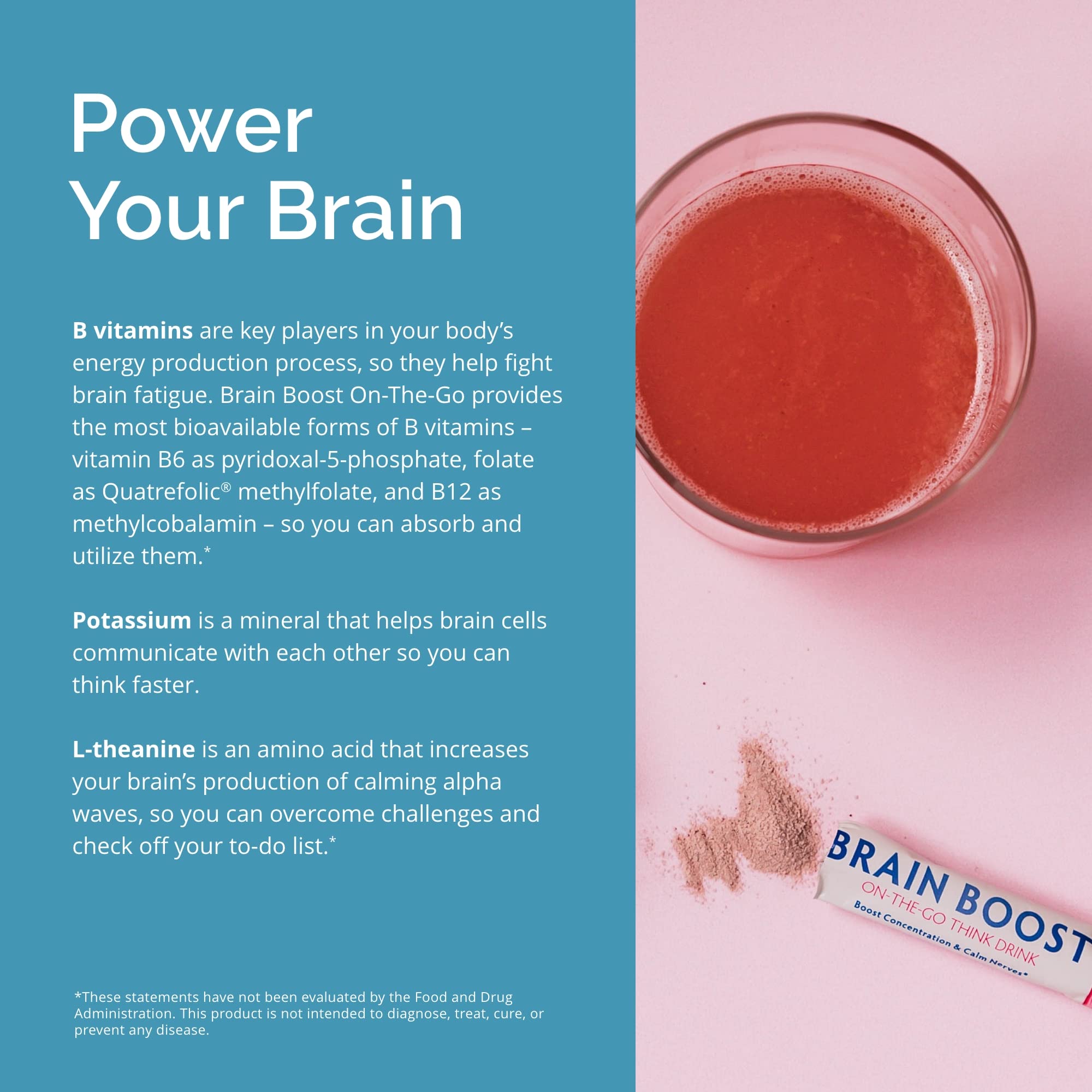 BRAINMD Dr Amen Brain Boost On The Go - 10 Packets, Berry Flavor - Nootropic Drink Powder, Promotes Focus, Clarity & Mental Energy - Caffeine Free, Gluten Free - 10 Servings BRAINMD uk supplements