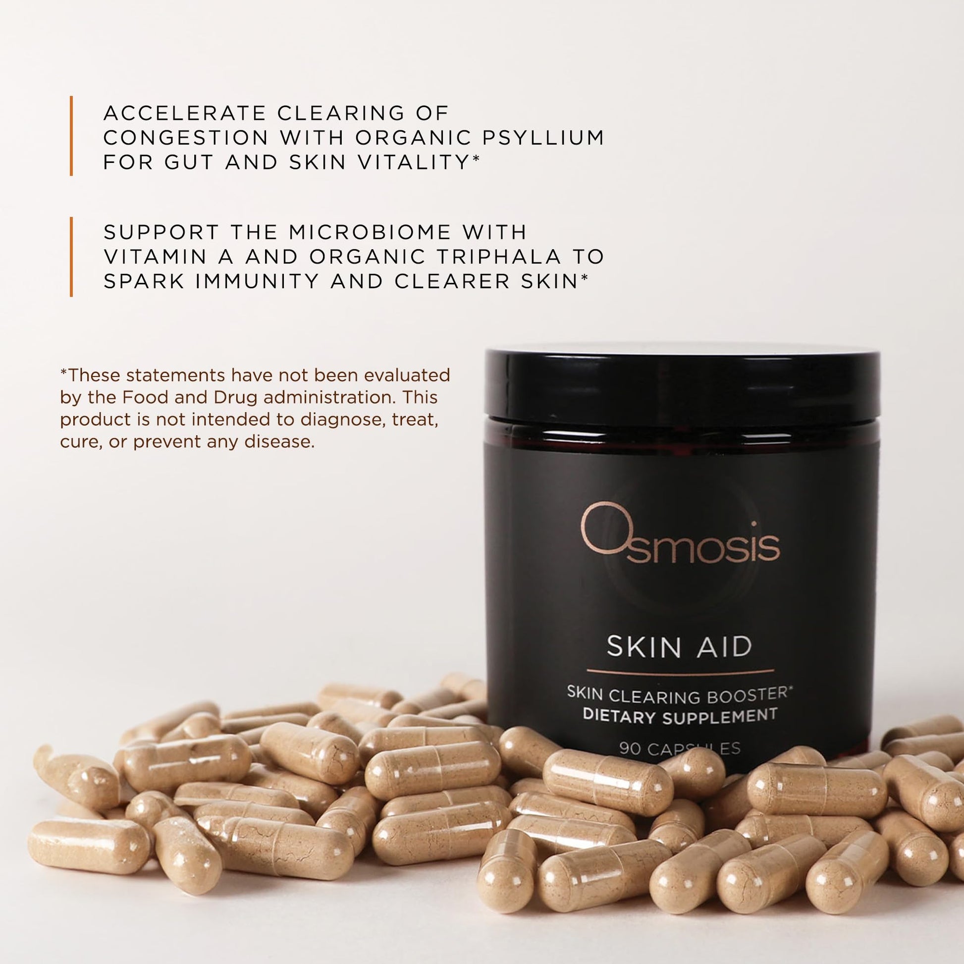 OSMOSIS Skin Aid Daily Supplement, Microbiome and Immunity Support, Vitamin A, for Acne and Blemish Prone Skin, 90 Count OSMOSIS uk supplements