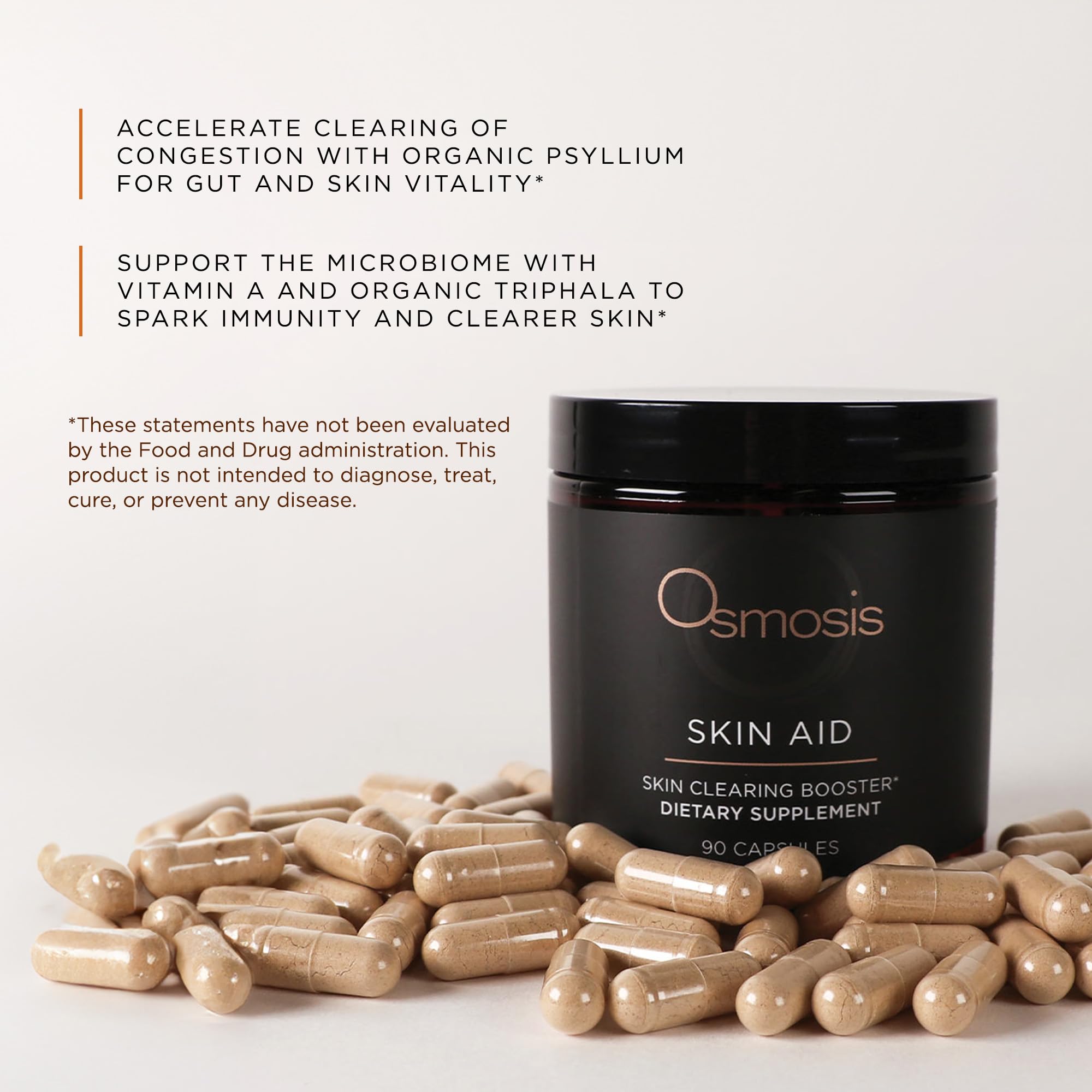 OSMOSIS Skin Aid Daily Supplement, Microbiome and Immunity Support, Vitamin A, for Acne and Blemish Prone Skin, 90 Count OSMOSIS uk supplements
