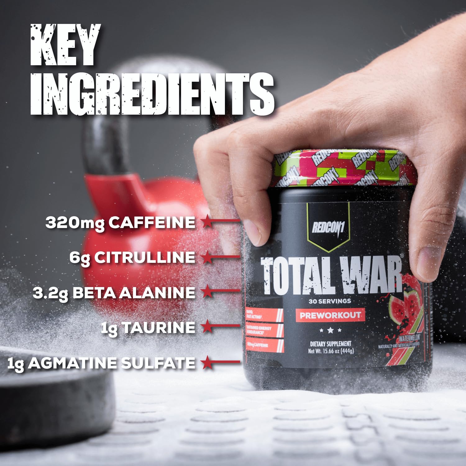 REDCON1 Total War Pre Workout Powder, Kiwi Lime - Beta Alanine + Citrulline Malate Keto REDCON1 uk supplements