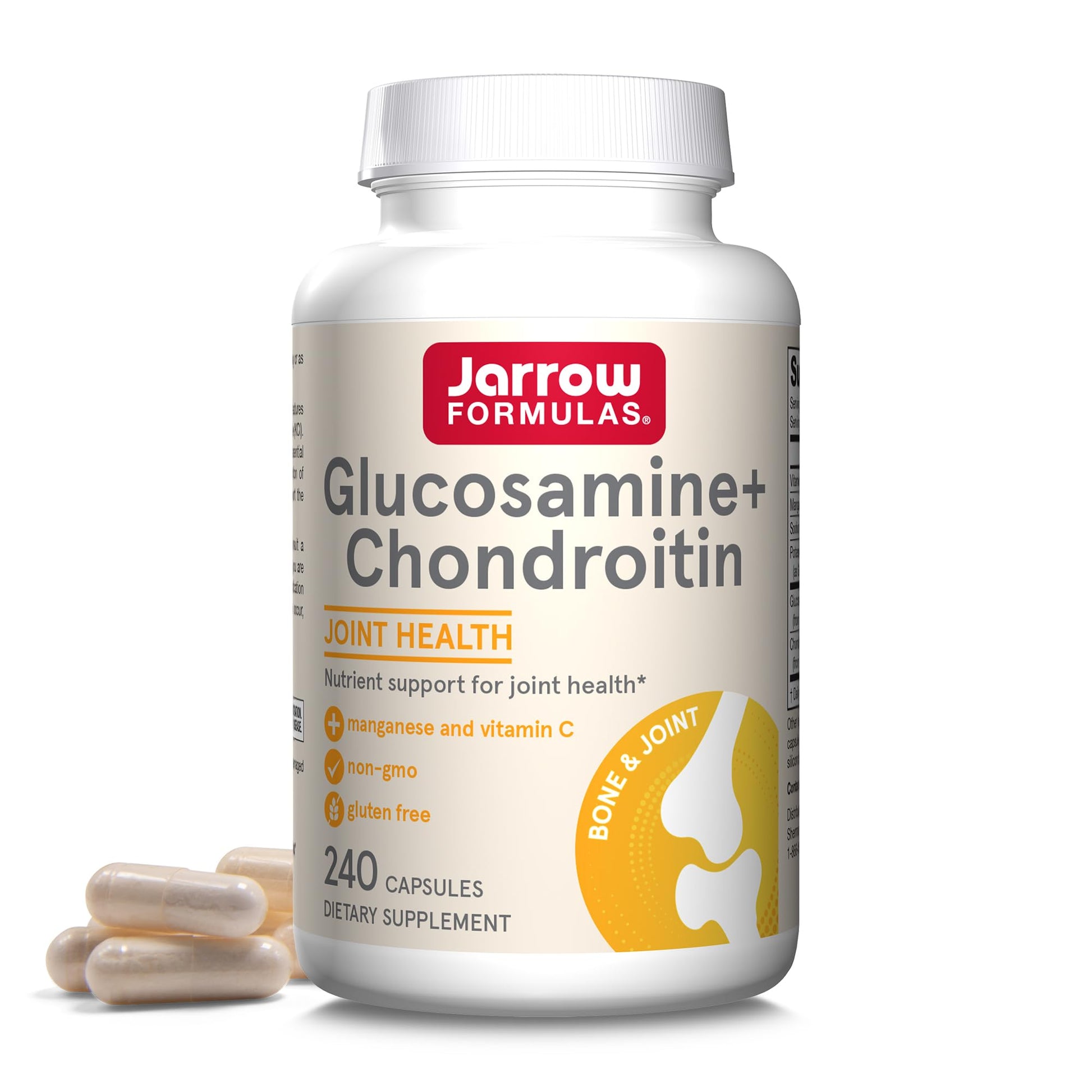 Jarrow Formulas Glucosamine + Chondroitin - 240 Capsules - Nutrient Support - Dietary Supplement for Joint Health - with Vitamin C & Manganese - 60 Servings Jarrow Formulas uk supplements