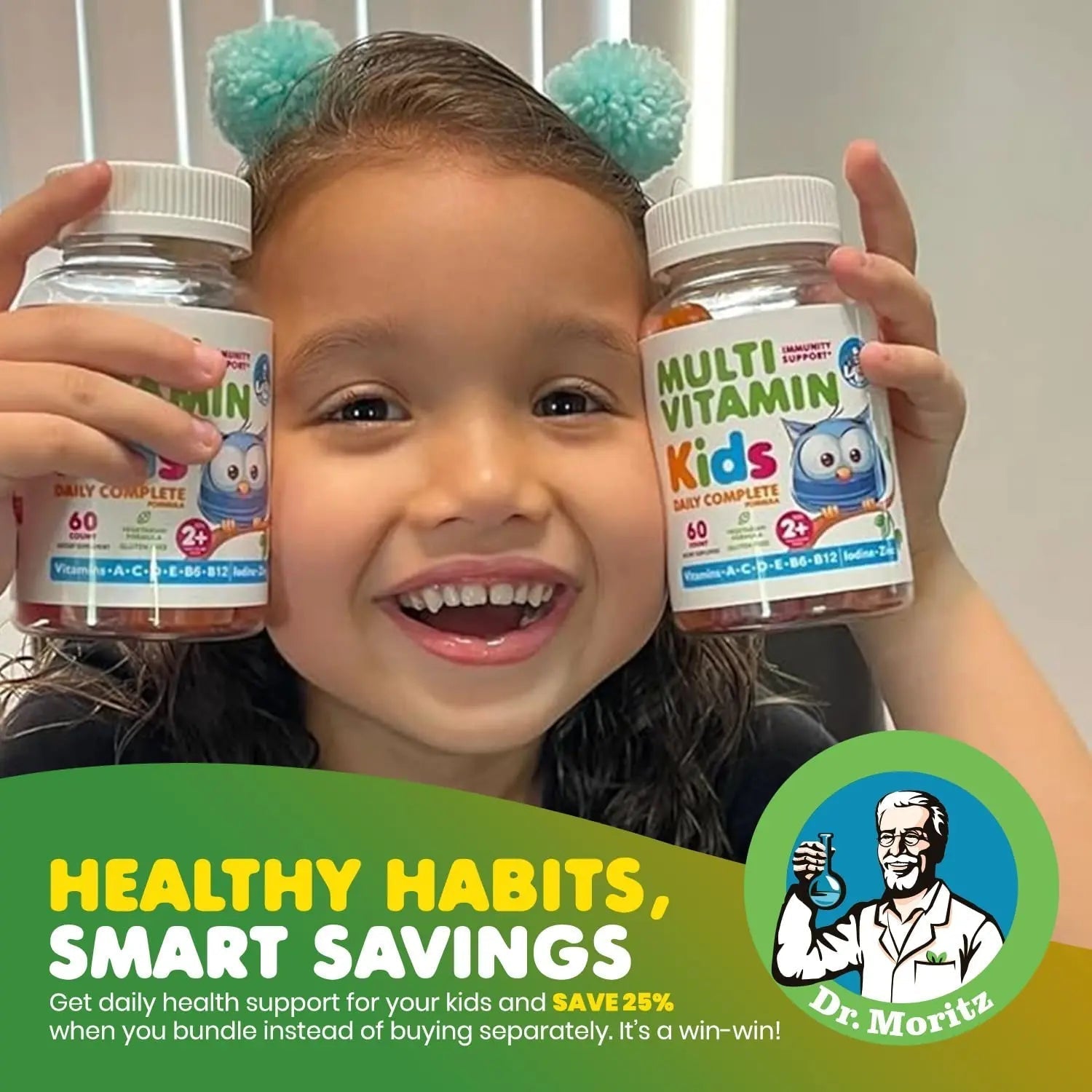 DR. MORITZ Omega 3 Gummies (90 Count) and Kids Multivitamin Gummies Bundle (60 Count) - for Daily Health Support - Vegan DHA Omega 3 for Kids DR. MORITZ uk supplements