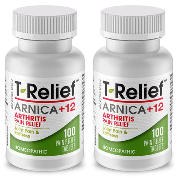 T-Relief Arthritis Arnica +12 Pain Relieving Natural Medicines Help Reduce Soreness Stiffness Aches & Pains in Joints Naturally - 100 Tablets (2 Pack) MediNatura uk supplements