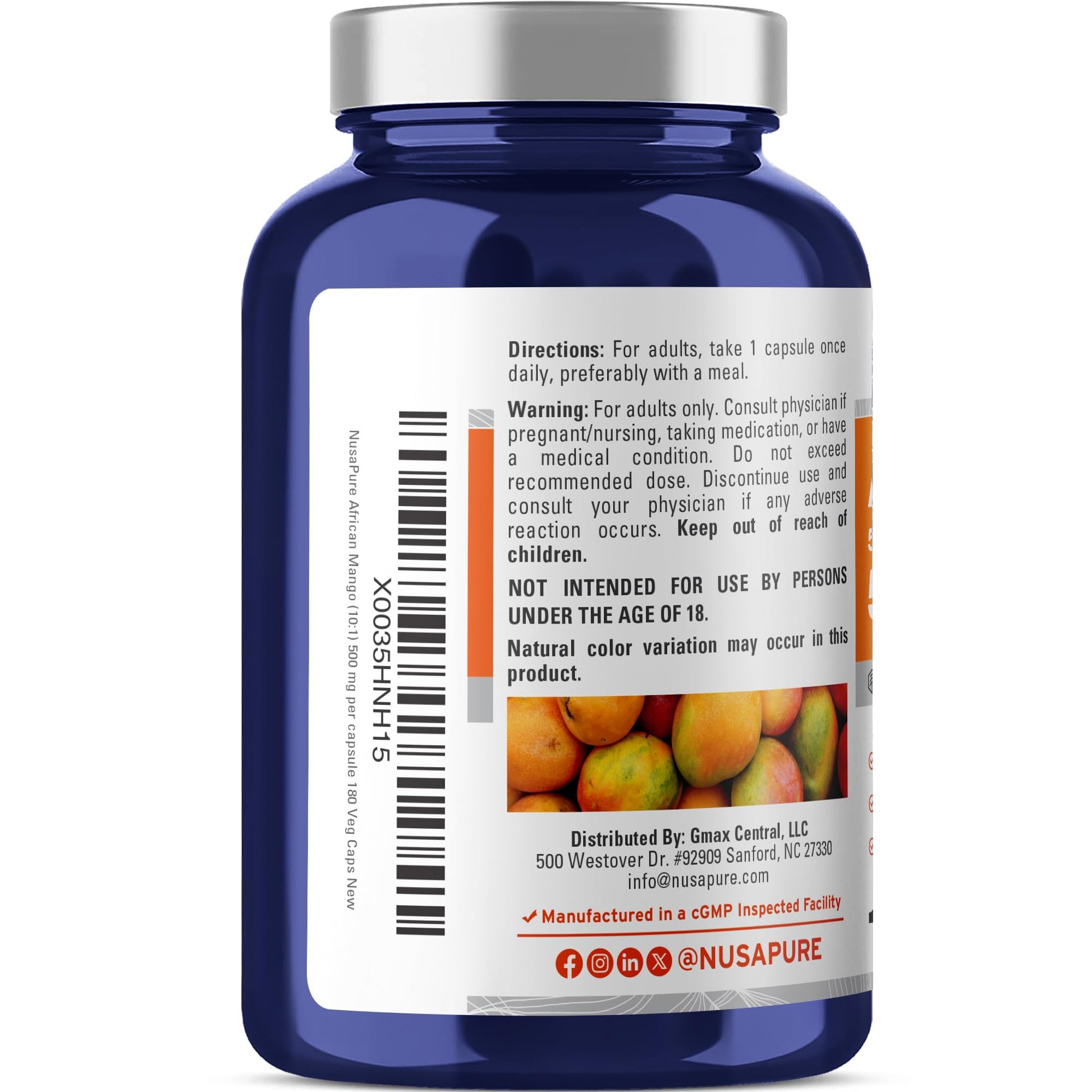 NusaPure African Mango 10:1 Extract, 500 mg Equivalent to 5,000 mg per Veggie Caps 180 Capsules (Non-GMO, Vegan) NusaPure uk supplements
