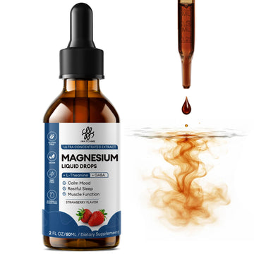Liquid Magnesium Glycinate Drops for Nighttime Sleep & Calm Support, Triple Chelated Magnesium Complex with L-Theanine & GABA, Pre-Dissolved Liquid for Gentle Absorption, Strawberry Flavor, 2 Fl Oz iMATCHME uk supplements