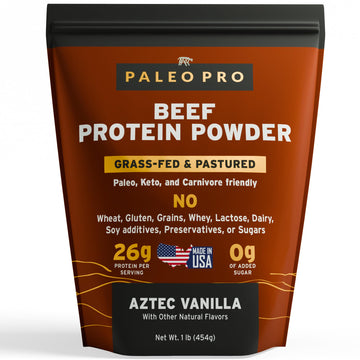 Paleo Pro 26G Beef Protein Powder - Grass Fed Protein Powder Isolate - Pure Animal Based Pastured & Cage-Free | Dairy & Gluten Free, Natural & Clean Proteins for Paleo & Keto - 15 Days Supply Vanilla Paleo Pro uk supplements