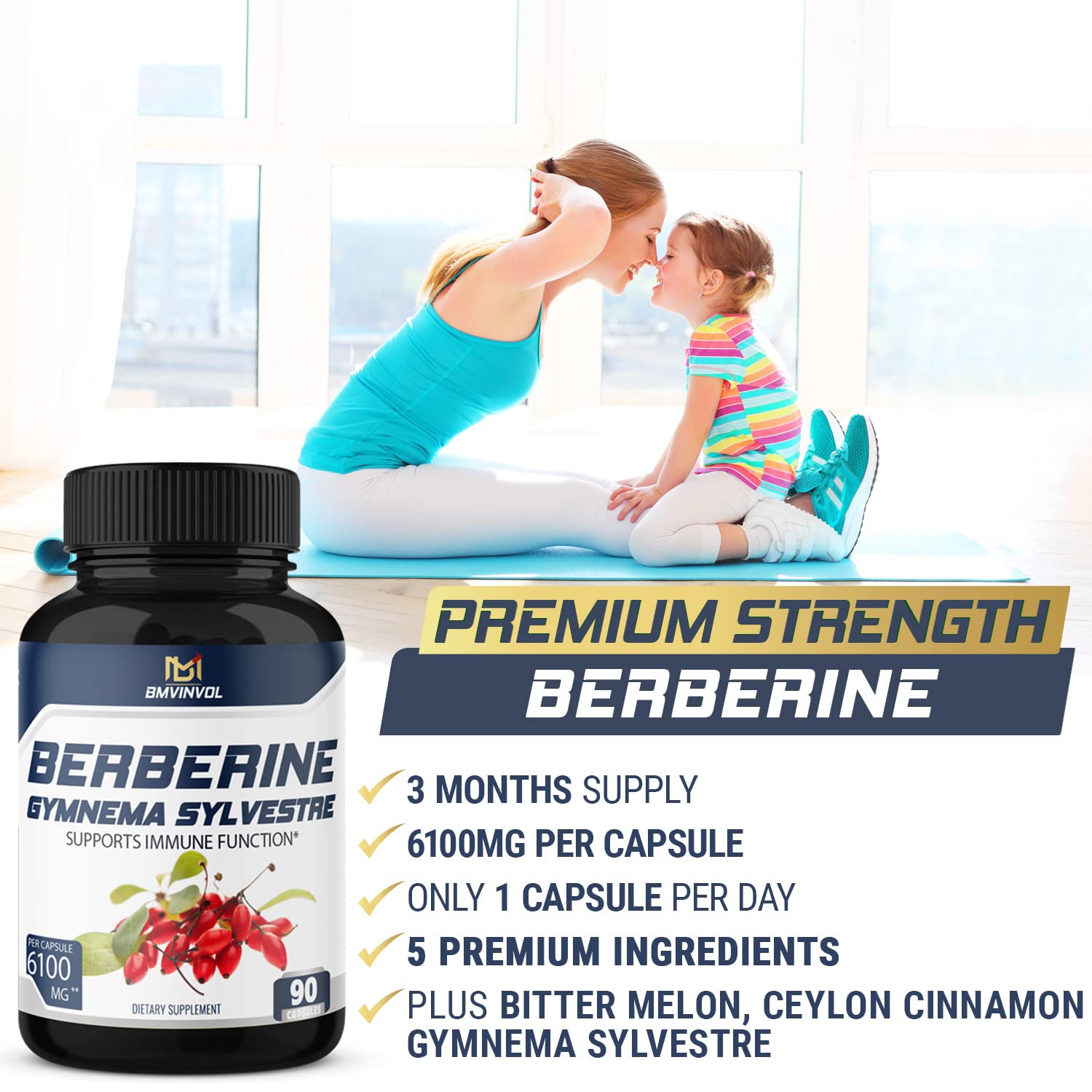 BMVINVOL 5-in-1 Berberine Supplement 6100mg with Ceylon Cinnamon, Gymnema BMVINVOL uk supplements