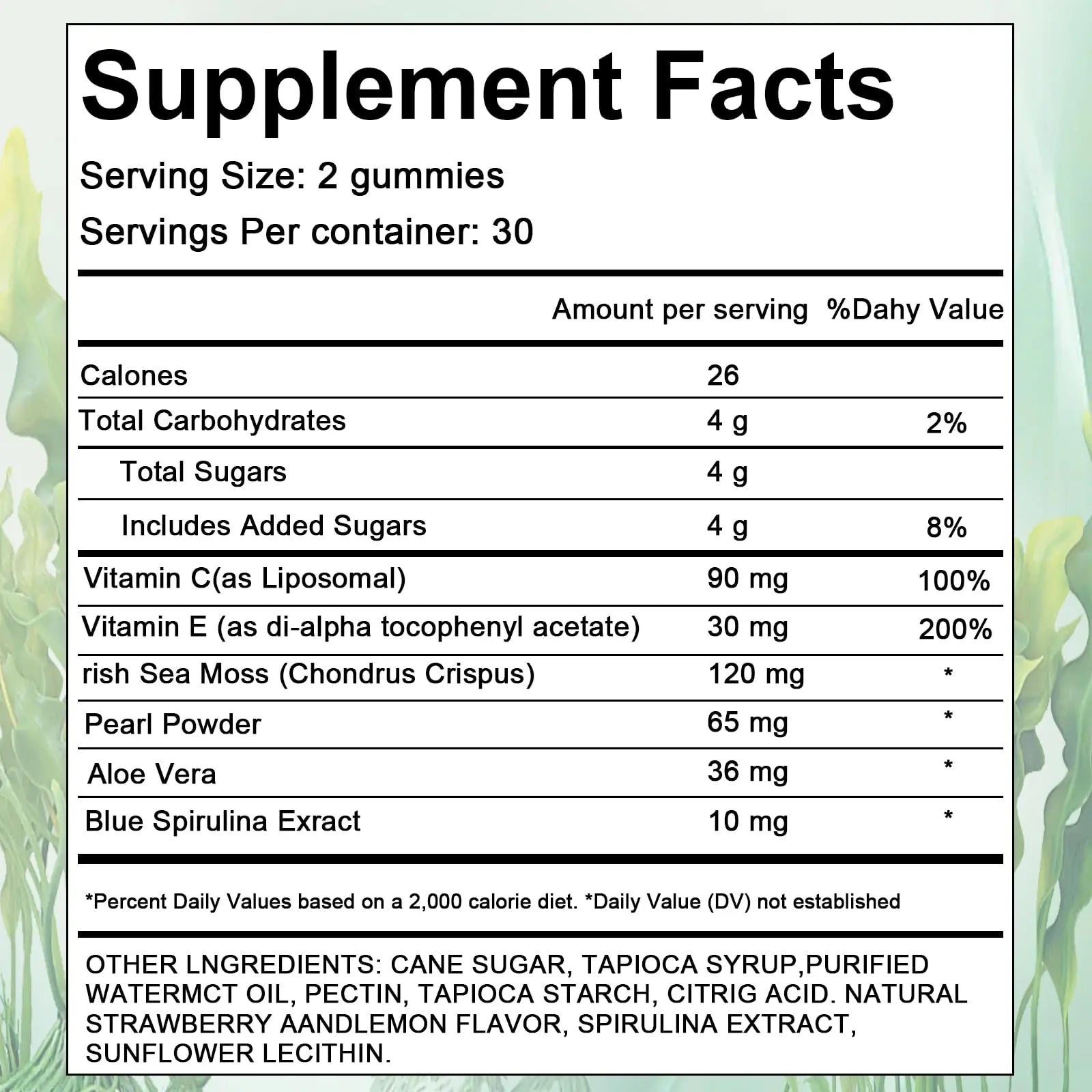YATIME Hair Loss Gummies,Sea Moss Gummies with Vitamin C, Vitamin E, Aloe Vera, Pearl Powder Support Faster Hair Growth YATIME uk supplements