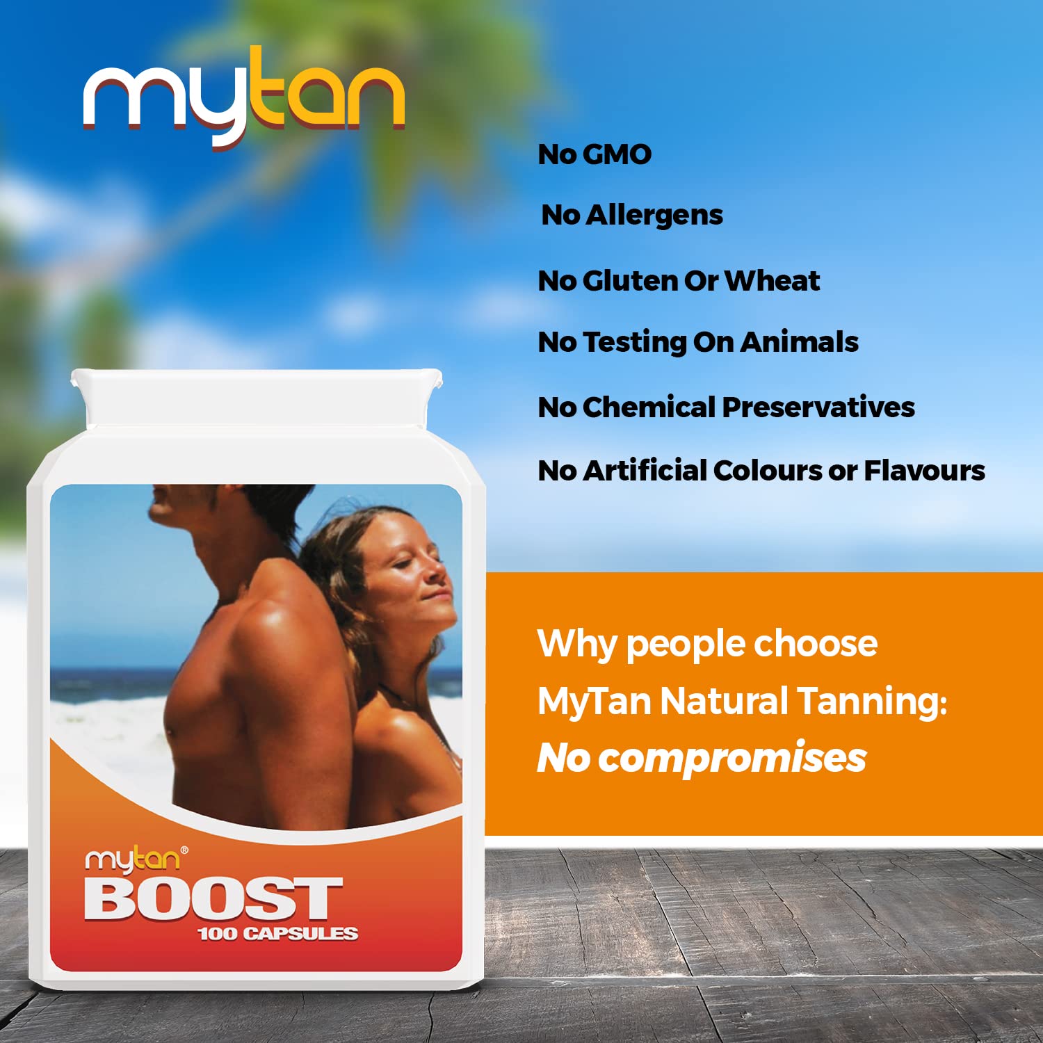 MyTan Boost Tan Pills | 100 Capsules | Sun Tan Accelerator | Natural Tanning Supplement | Tyrosine, Copper Multivitamin | 25-Day Extended Holiday Supply MyTan uk supplements