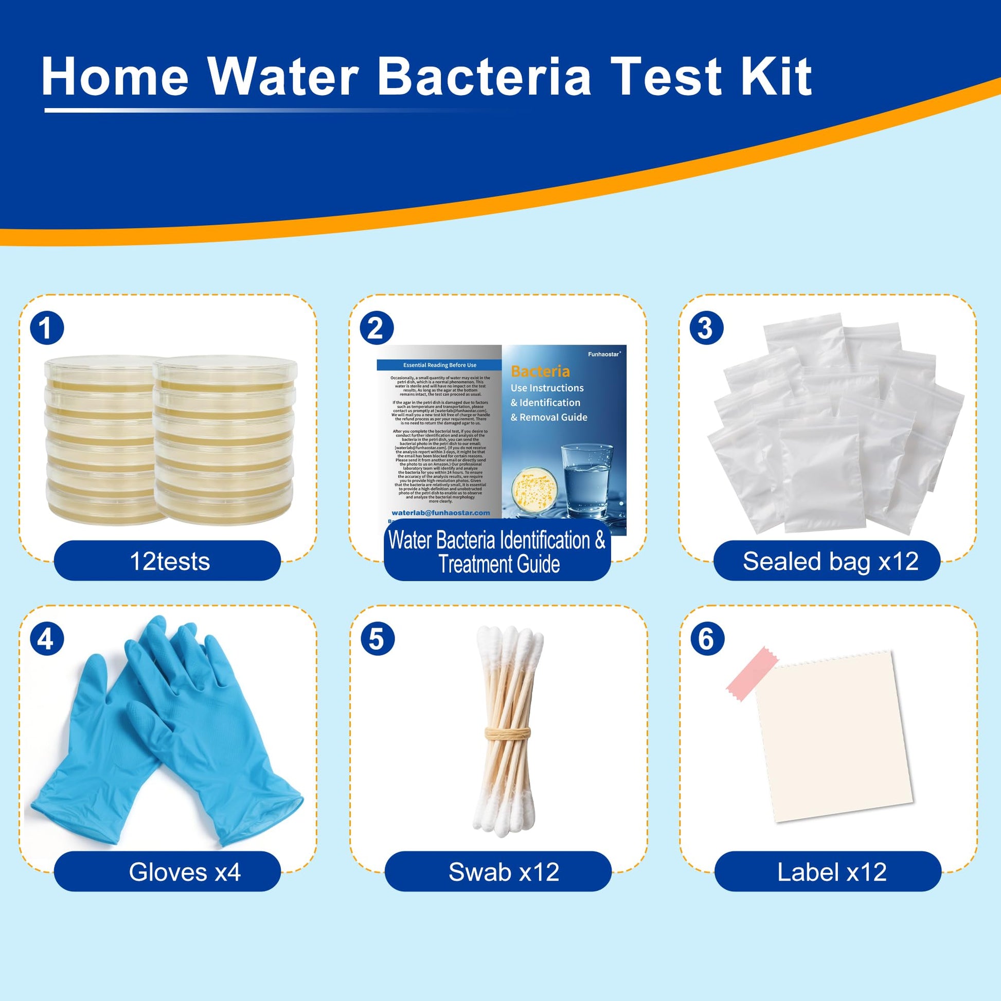 Bacteria Test Kits for Drinking Water - 12 Tests Detect Coliform, E.coli & All Bacteria | Home Quality Testing Kit for Well, Tap, Pool, Hot Tub & City Water | Easy DIY Tester with Free Lab Analysis Funhaostar uk supplements