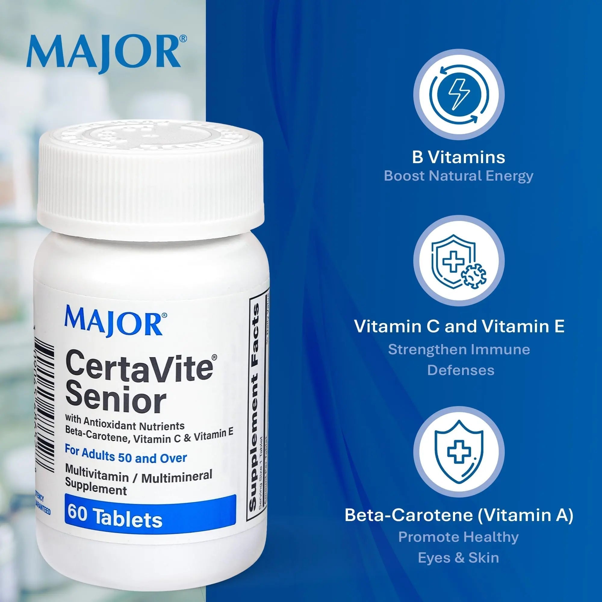 MAJOR CertaVite Senior Multivitamin with Antioxidants – Multivitamin for Women and Men with Beta-Carotene, Iron MAJOR uk supplements