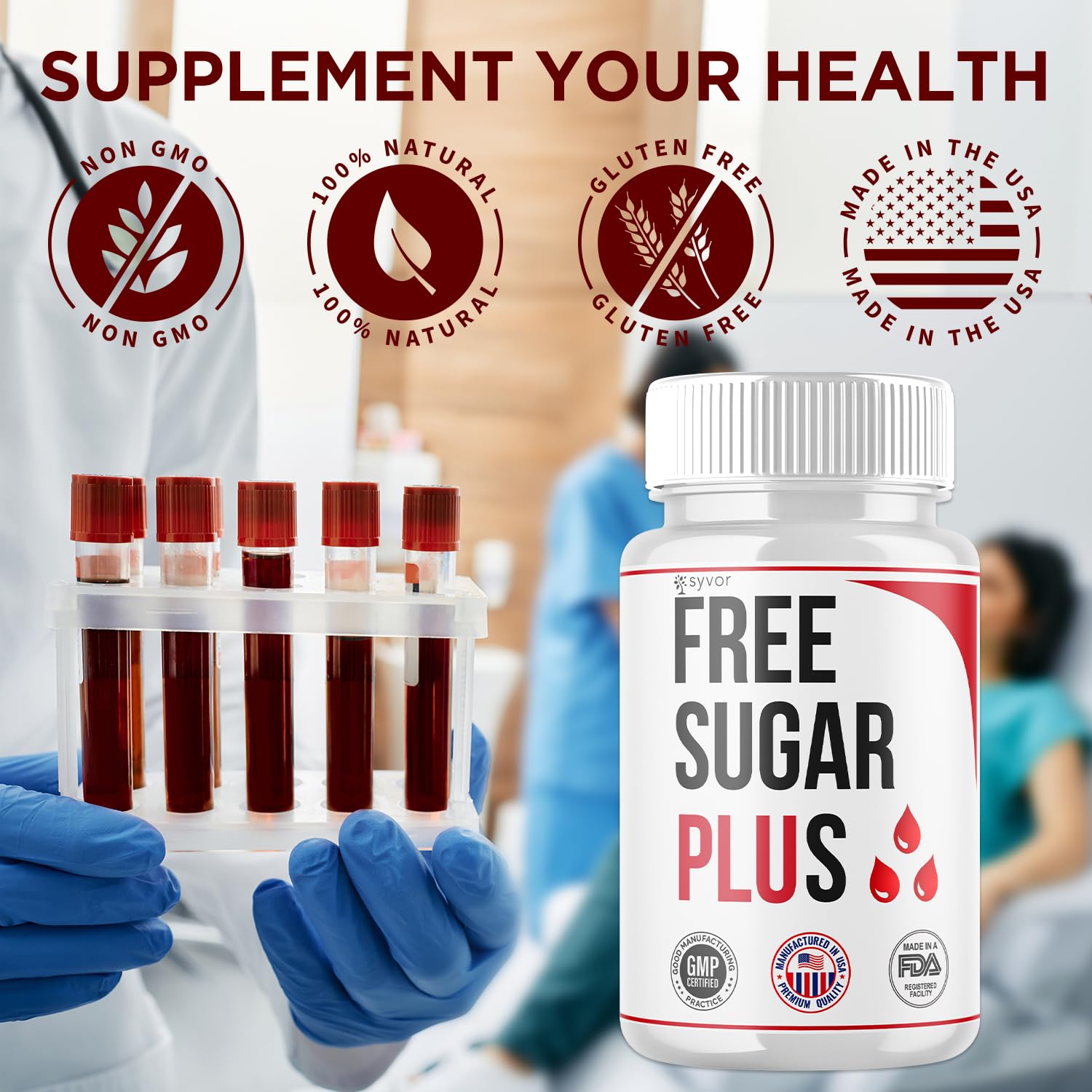 Free Sugar Plus Capsules, Official FreeSugar Plus Blood Health Support Pills With All Natural Ingredients, Free Sugar Plus Advanced Wellness Support with Premium Vitamins for Women & Men (60 Capsules) Syvor uk supplements