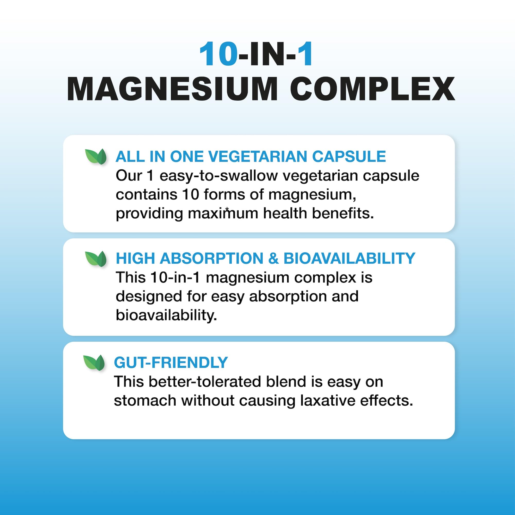 Puregen Labs 10 in 1 Magnesium Complex 500mg with B6-120 Veggie Capsules [High Absorption and Bioactivity] Non-GMO, NO Gluten and Dairy P Puregen Labs uk supplements