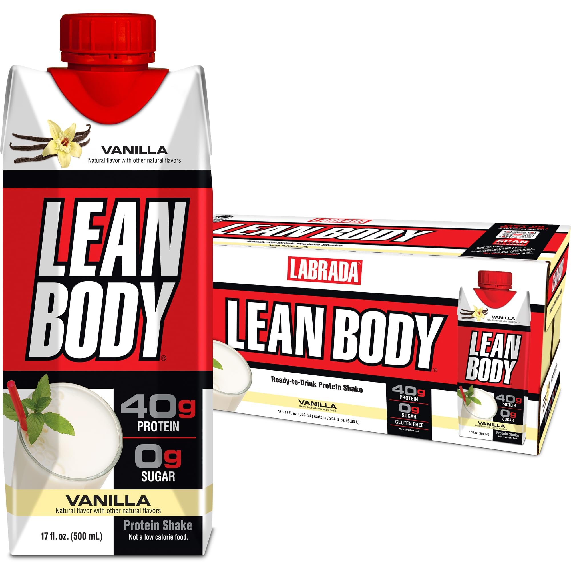 Lean Body Ready-to-Drink Vanilla Protein Shake, 40g Protein, Whey Blend, 0 Sugar, Gluten Labrada uk supplements