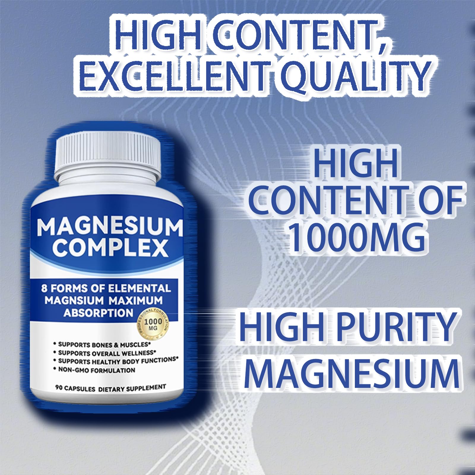 Magnesium Complex 1000mg with 8 Forms – Glycinate, Citrate, Malate, Taurate for Absorption – Supports Bone, Muscle, Energy & Recovery – Vegan, Non-GMO, 90 Capsules (1) alzclipp uk supplements