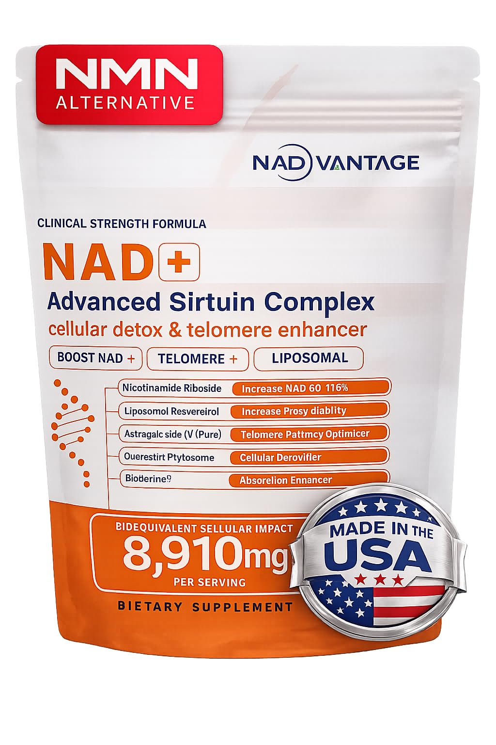 Eternaroot NAD+ 5D Matrix - High Potency NAD Precursor - 1000mg Nicotinamide Riboside (NR) + Liposomal Resveratrol - Clean Vegan Formula - Cellular Energy & Immune Support Eternaroot uk supplements