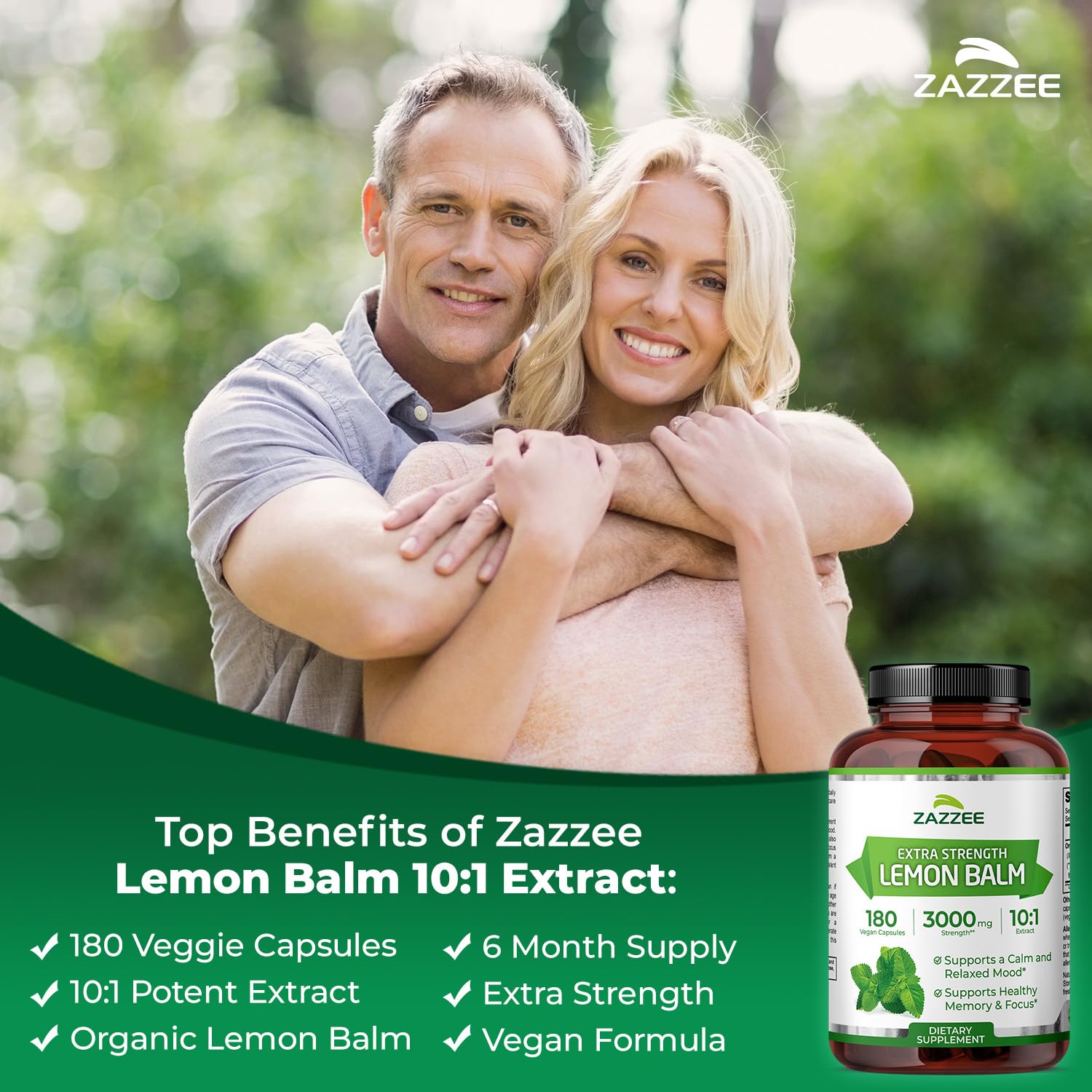 Zazzee Organic Lemon Balm 10:1 Extract, 180 Vegan Capsules, 6 Month Supply, Melissa Officinalis, Calm, Mood, Stress & Relaxation Support, Herbal Supplement, All-Natural, Non-GMO, Made in the USA Zazzee uk supplements