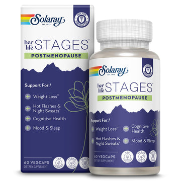 SOLARAY Postmenopause her Life Stages - Post Menopause Supplements for Women with Resveratrol - Vegan and Made Without Hormones - 60-Day Guarantee - Vegan, Lab Verified - 30 Servings, 60 VegCaps SOLARAY uk supplements