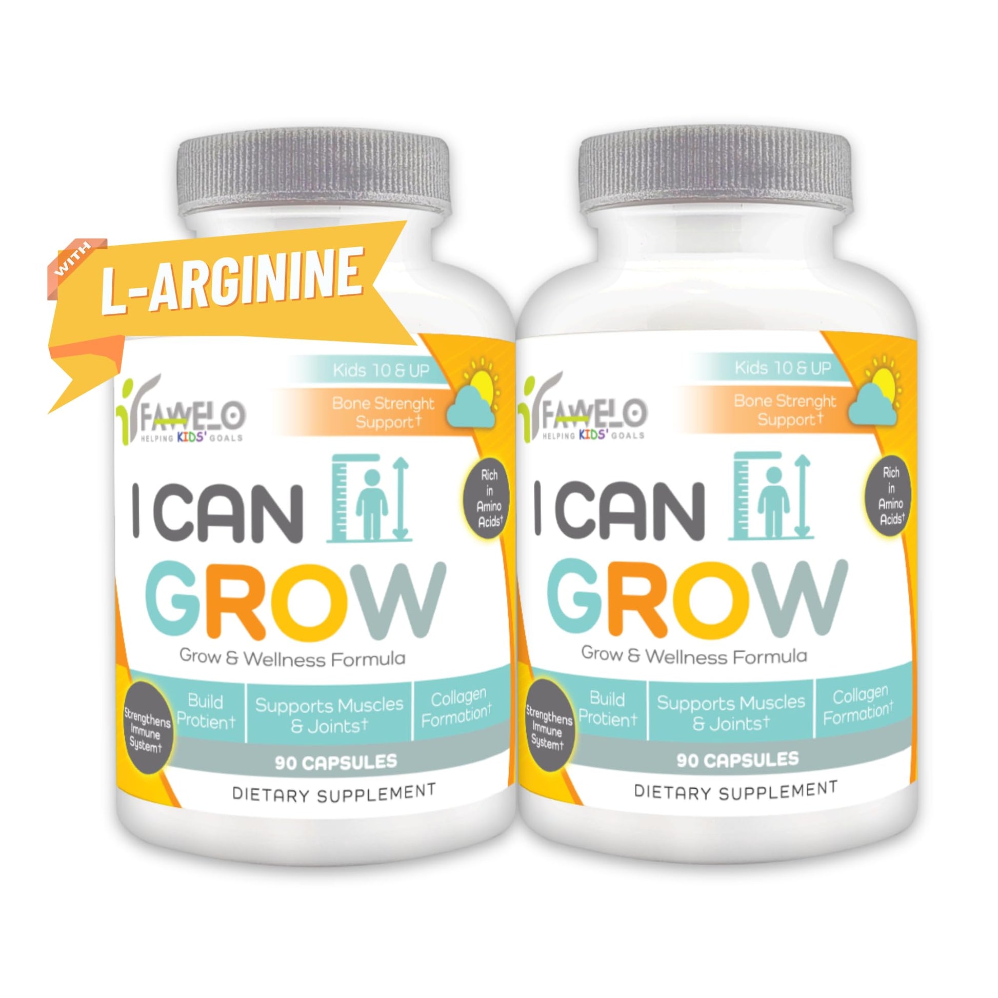 Fawelo I Can Grow (2 Pack) - for Kids 10+ and Teens | Enhances Natural Development | Strength Bone, Muscle & Joints | Immunity & Overall Health | Transparent Ingredients | Made in the USA Fawelo uk supplements