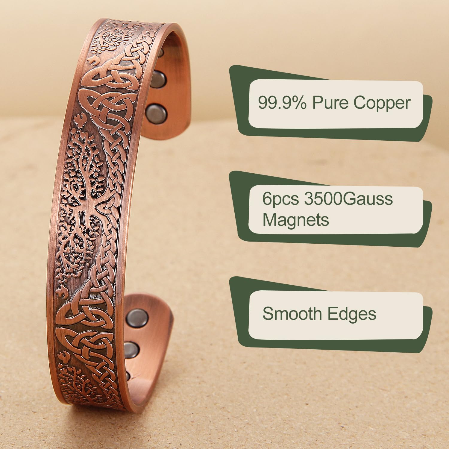 MagEnergy Magnetic Copper Bracelet for Men Life of Tree, 99.99% Pure Copper Bangle MagEnergy uk supplements