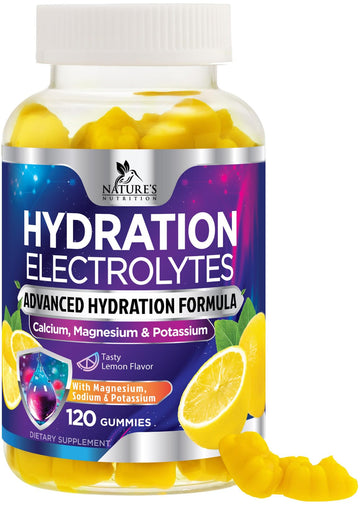 Hydration Electrolyte Gummies - Daily Liquid Replenisher Gummy - Electrolyte Multiplier with Minerals, Potassium & Real Salt - Vegan, Non-GMO - Tasty Lemon Flavor Hydration Electrolytes Nature's Nutrition uk supplements