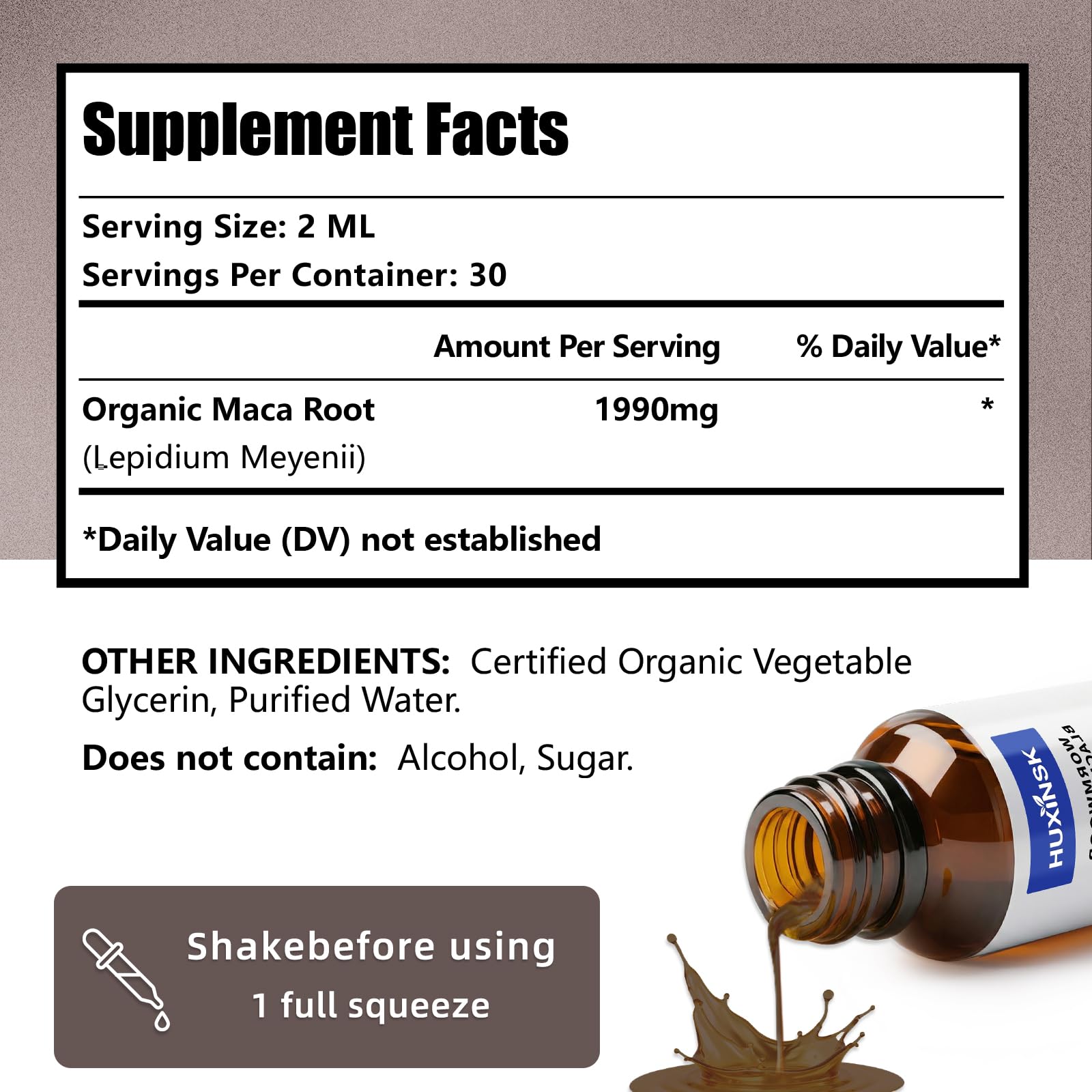 Maca Root Liquid Drops Extract | Peruvian Black & Red Blend | Natural Energy & Hormone Balance | Alcohol-Free, 60ml Vegan Tincture HUXINSK uk supplements