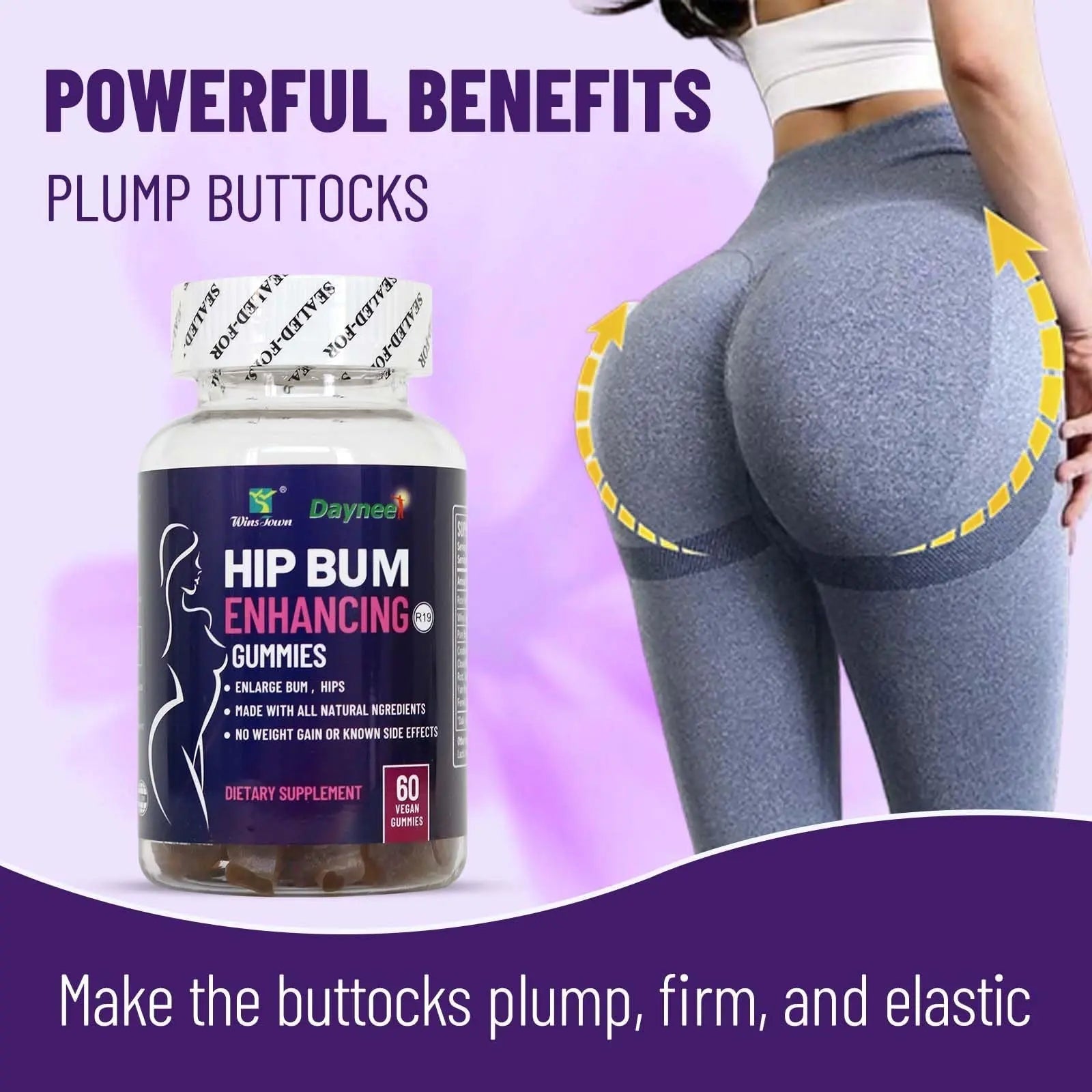 Wins Town Hip Butt Enhancement Gummies, Booty Multivitamins Supplements for Firm and Lift Bigger Buttocks for Women, 60 Count Wins Town uk supplements