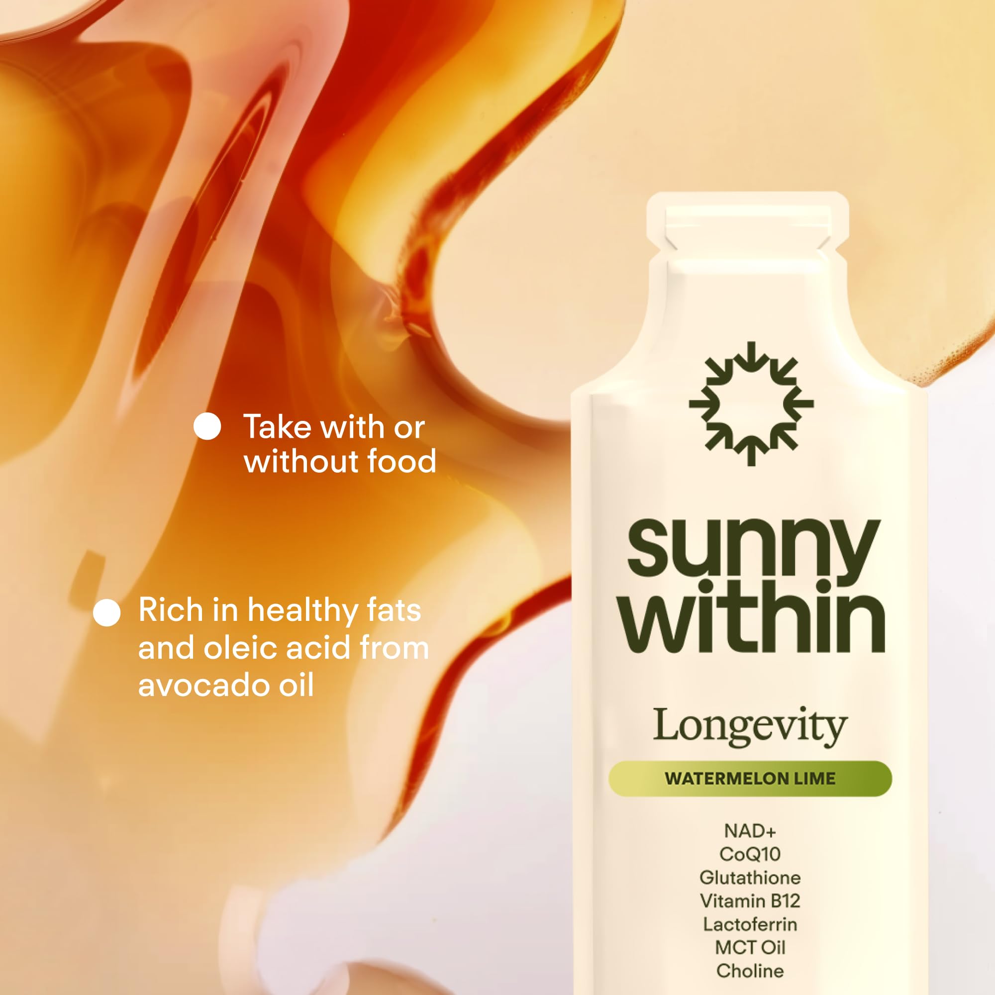 Sunny Within Longevity – Liposomal NAD+ Glutathione Supplement w/Liquid NAD+, CoQ10, B12, MCT & Avocado Oil – Cellular Health, Energy, Brain, Gut & Heart Support* – Watermelon Lime – 30 Pouches Sunny Within uk supplements